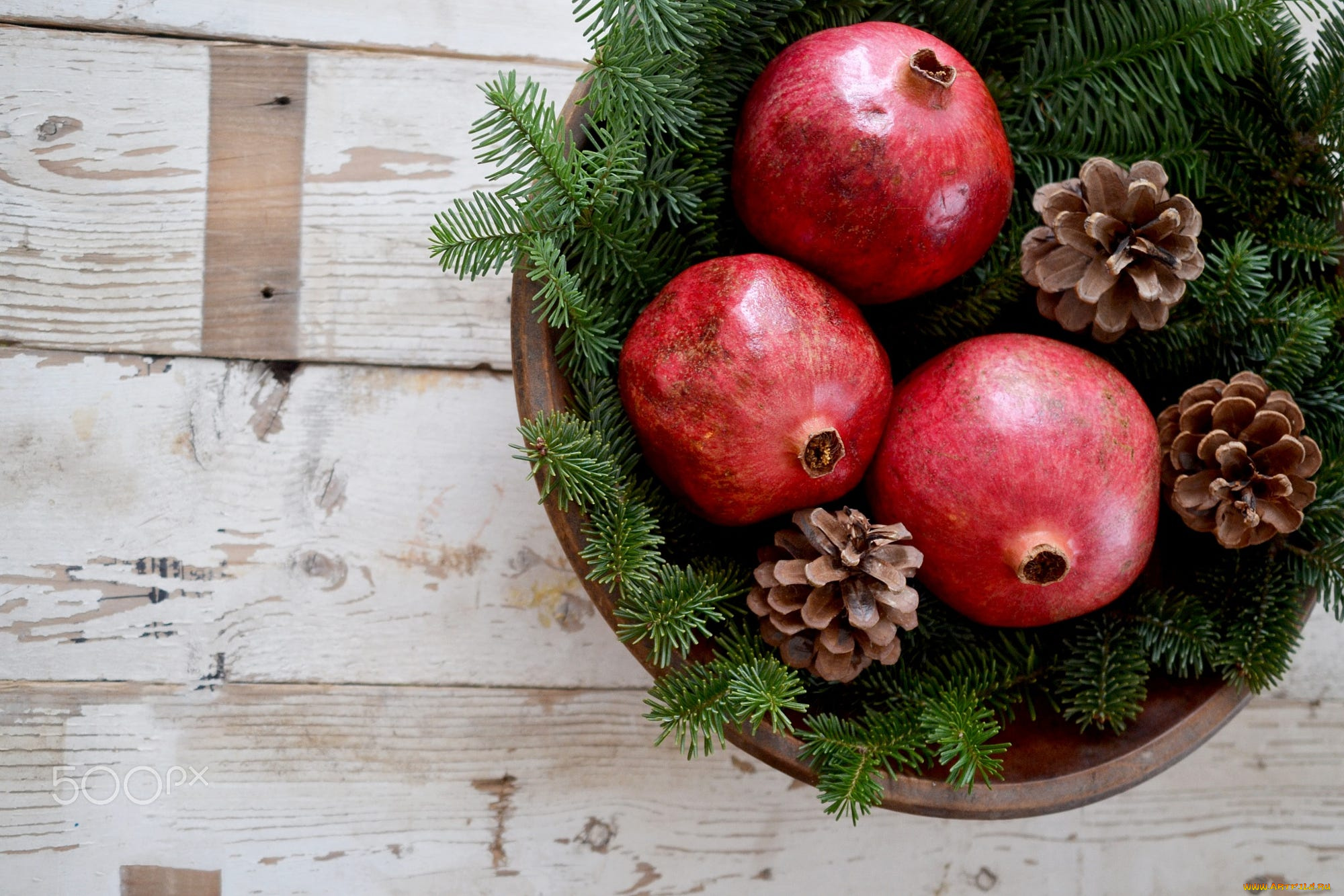 еда, гранат, шишки, гранаты, еловые, ветки