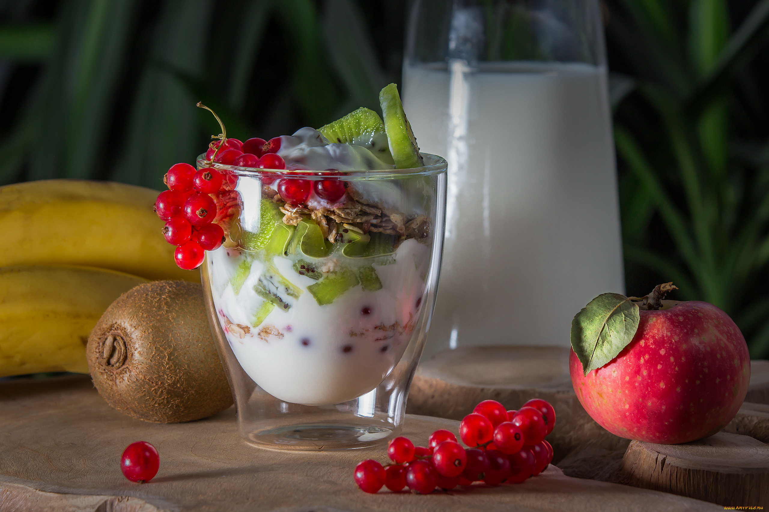 еда, мороженое, , десерты, яблоко, киви, десерт, смородина, красная