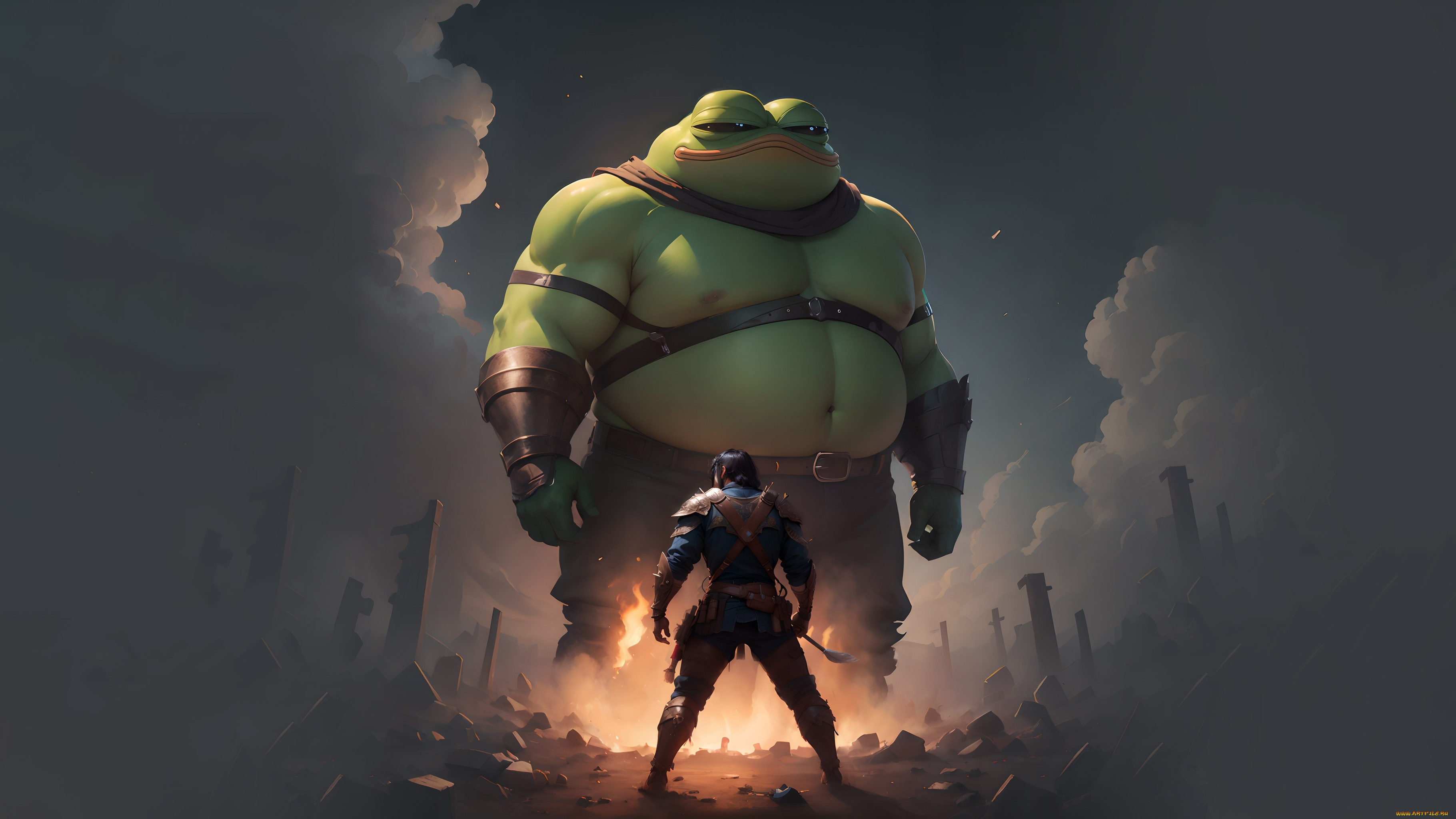 фэнтези, существа, огромная, лягушка, мутант