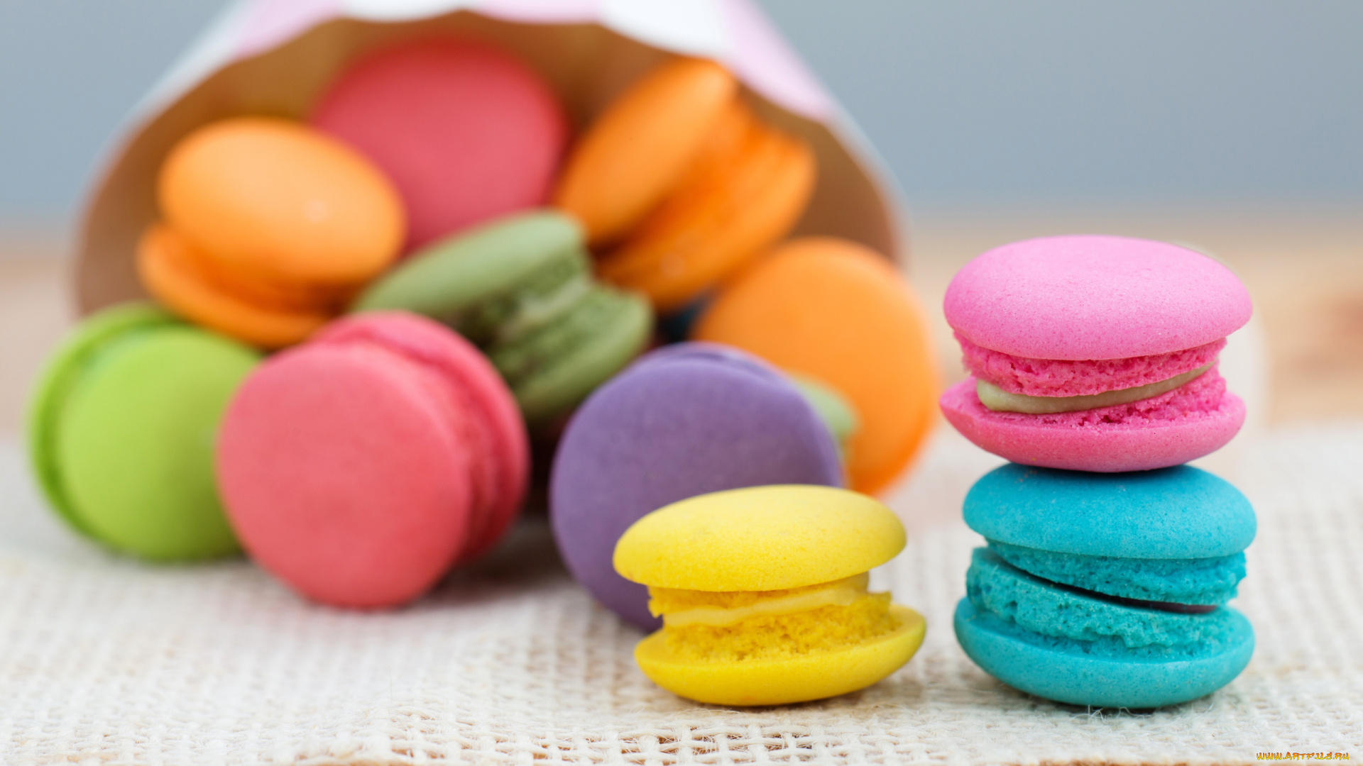 еда, макаруны, лакомство, печенье, ассорти