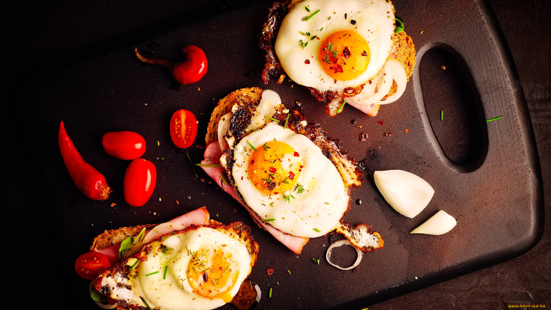 еда, яичные, блюда, яичница, глазунья