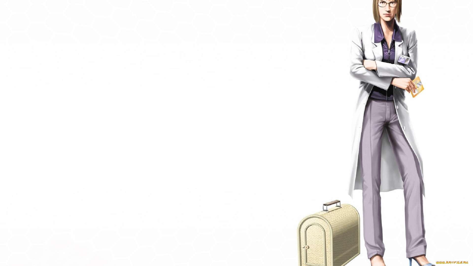 видео, игры, breakdown, женщина, ученый, очки, халат, чемодан