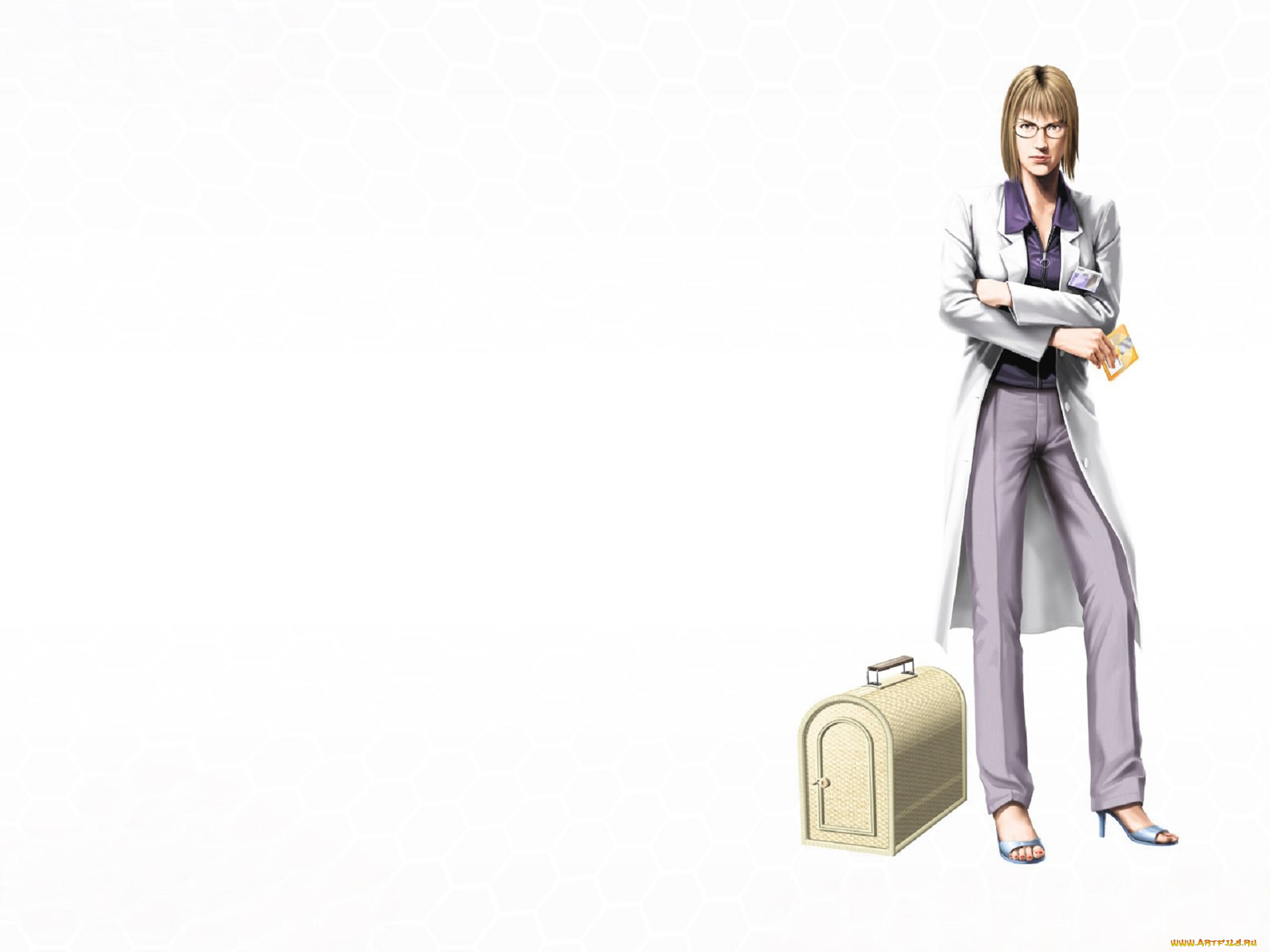 видео, игры, breakdown, женщина, ученый, очки, халат, чемодан