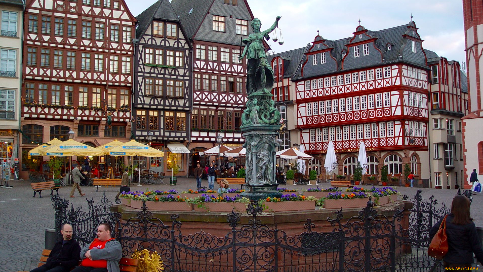 frankfurt, germany, города, фонтаны