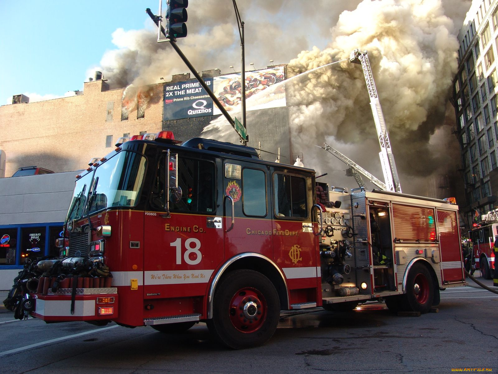 автомобили, пожарные, машины, Чикаго