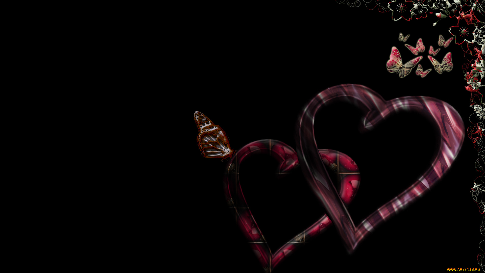 3д, графика, romance, бабочки, сирдечко