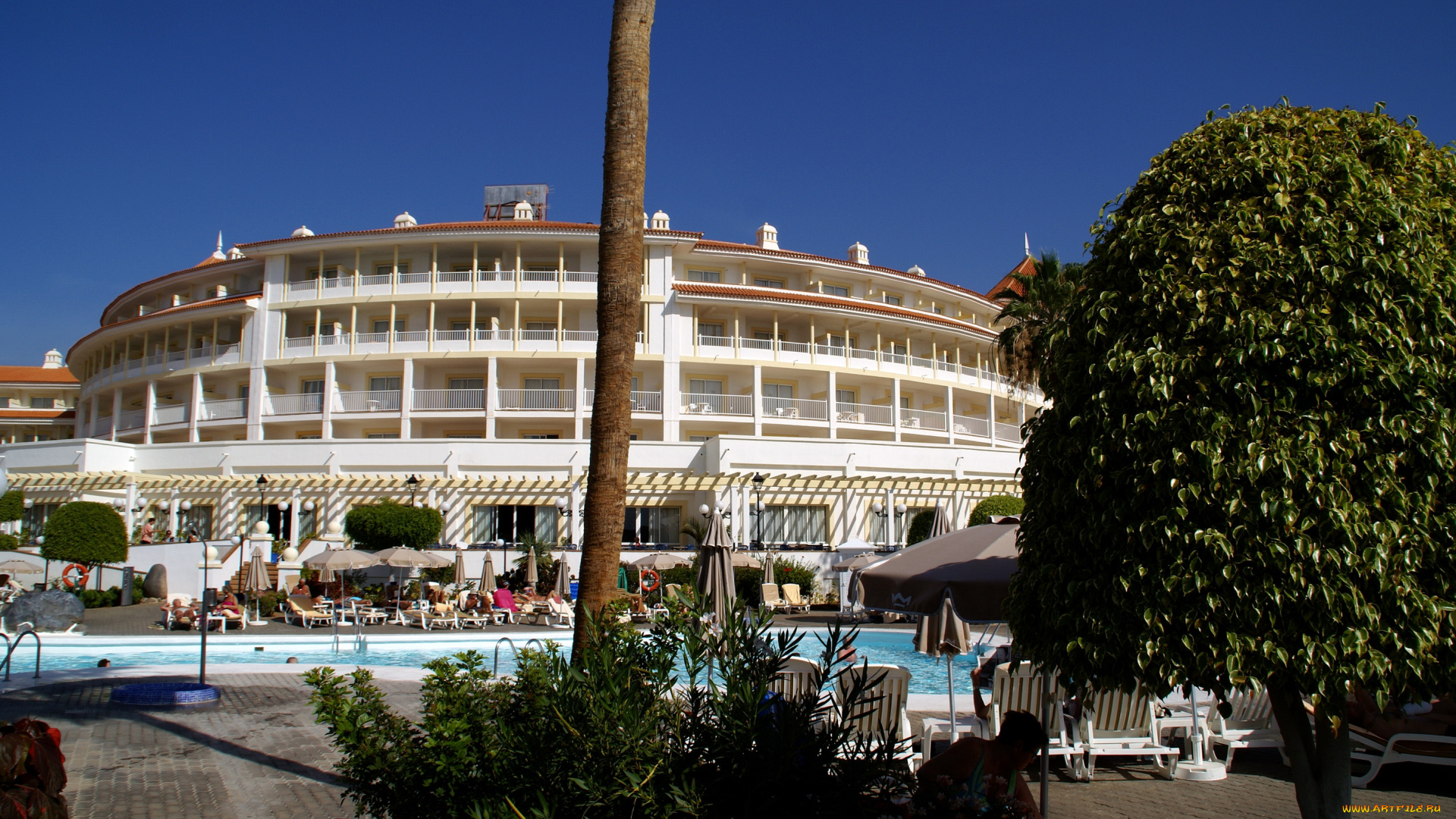 испания, канарские, острова, адехе, города, здания, дома, курорт, бассейн, гостиница