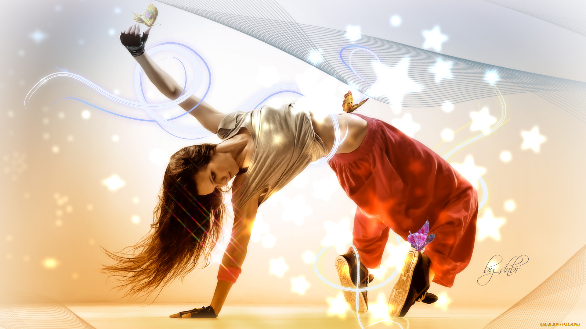 разное, компьютерный, дизайн, бабочки, девушка, графика, линии