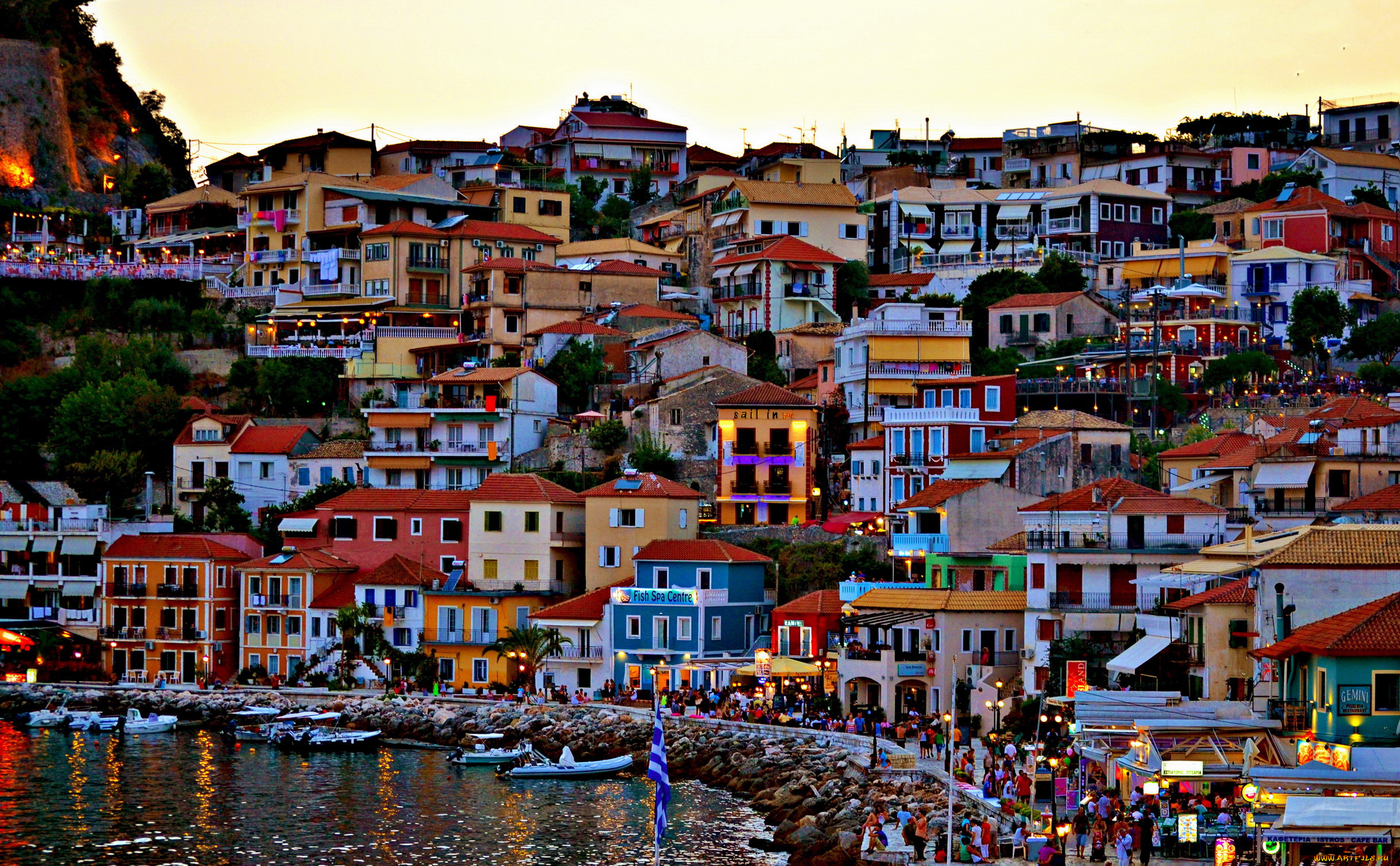 греция, рarga, города, панорамы, берег, море, дома