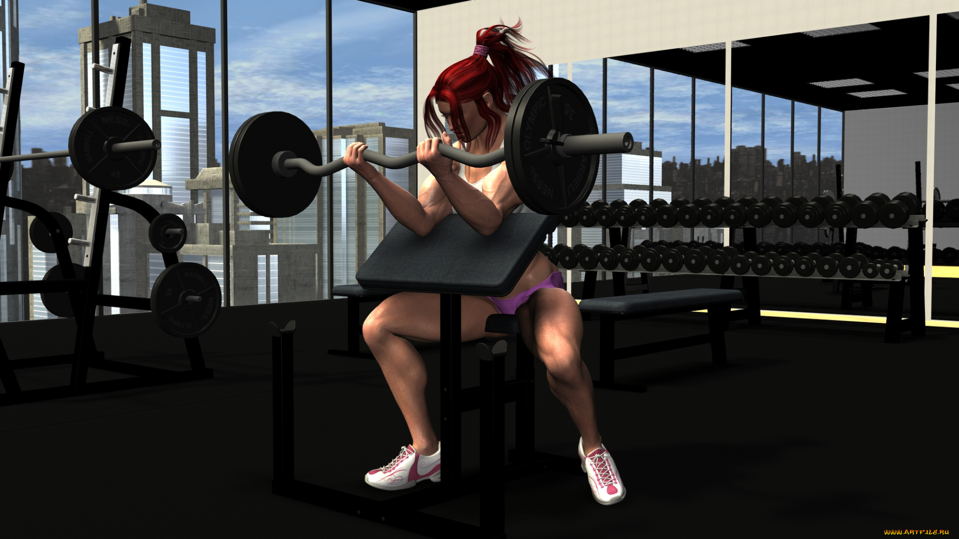 3д, графика, люди, , people, штанга, девушка