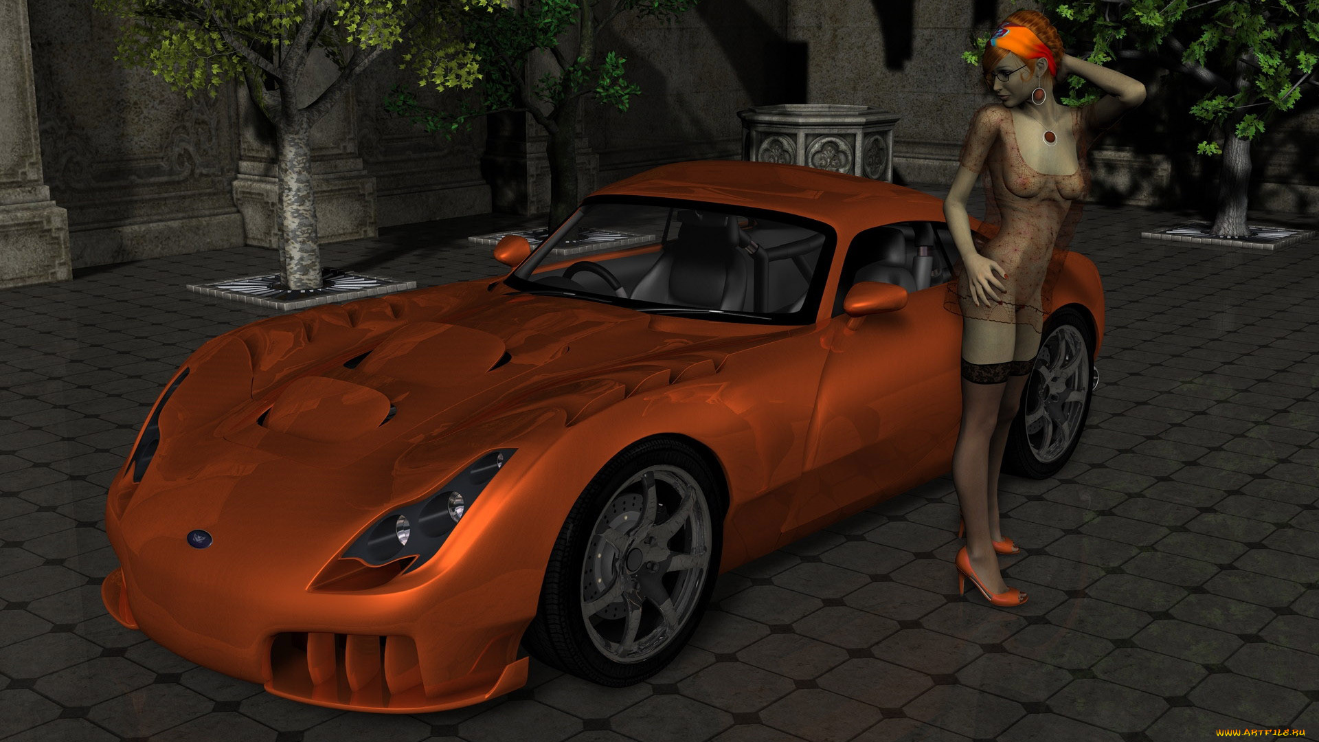 автомобили, 3d, car&girl, девушка, автомобиль