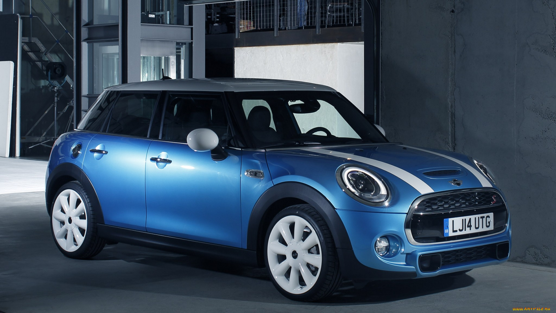 автомобили, mini, 2014, cooper, s, 5-door, голубой