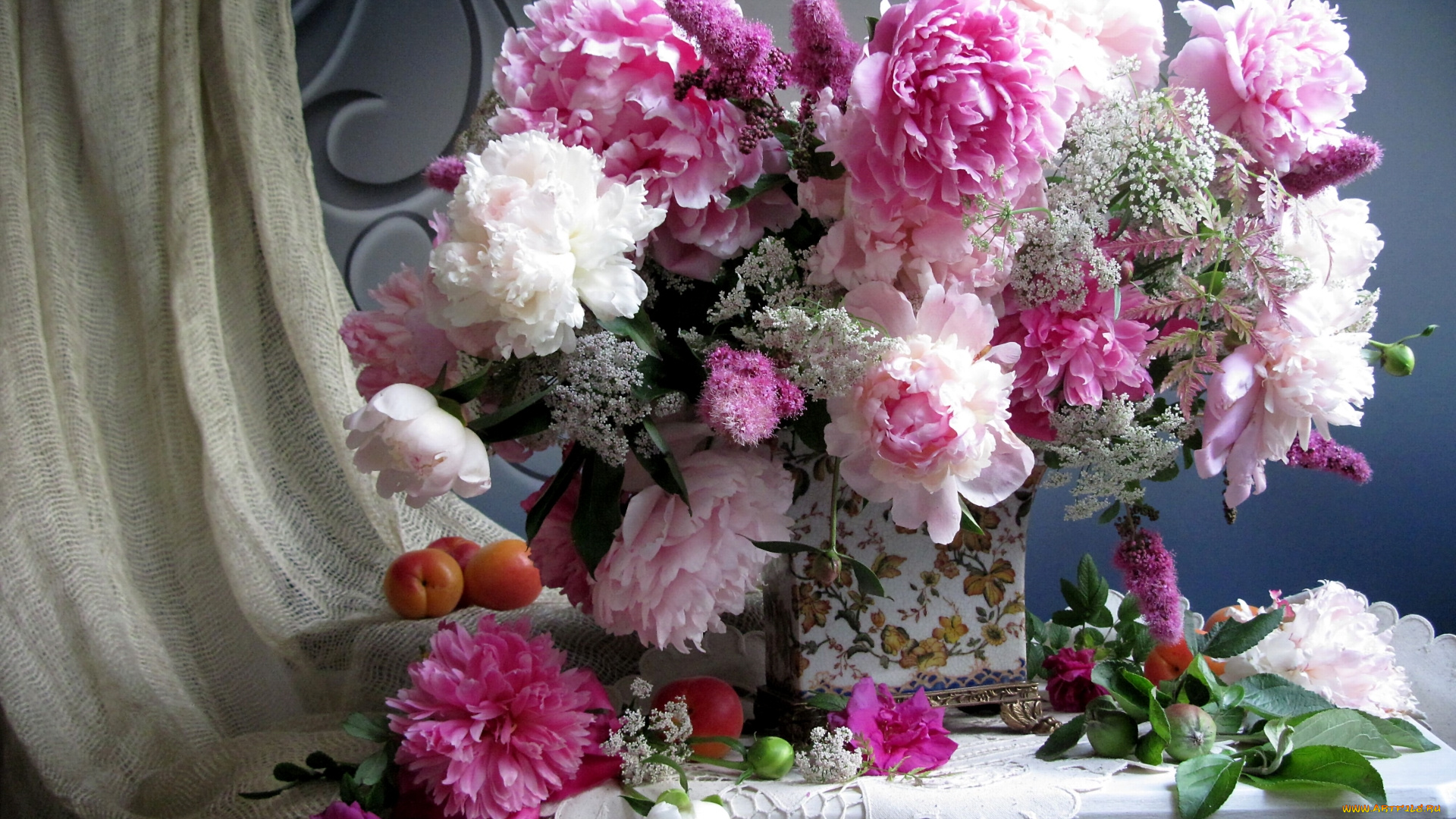 цветы, букеты, , композиции, букет, пионы, астильба, спирея