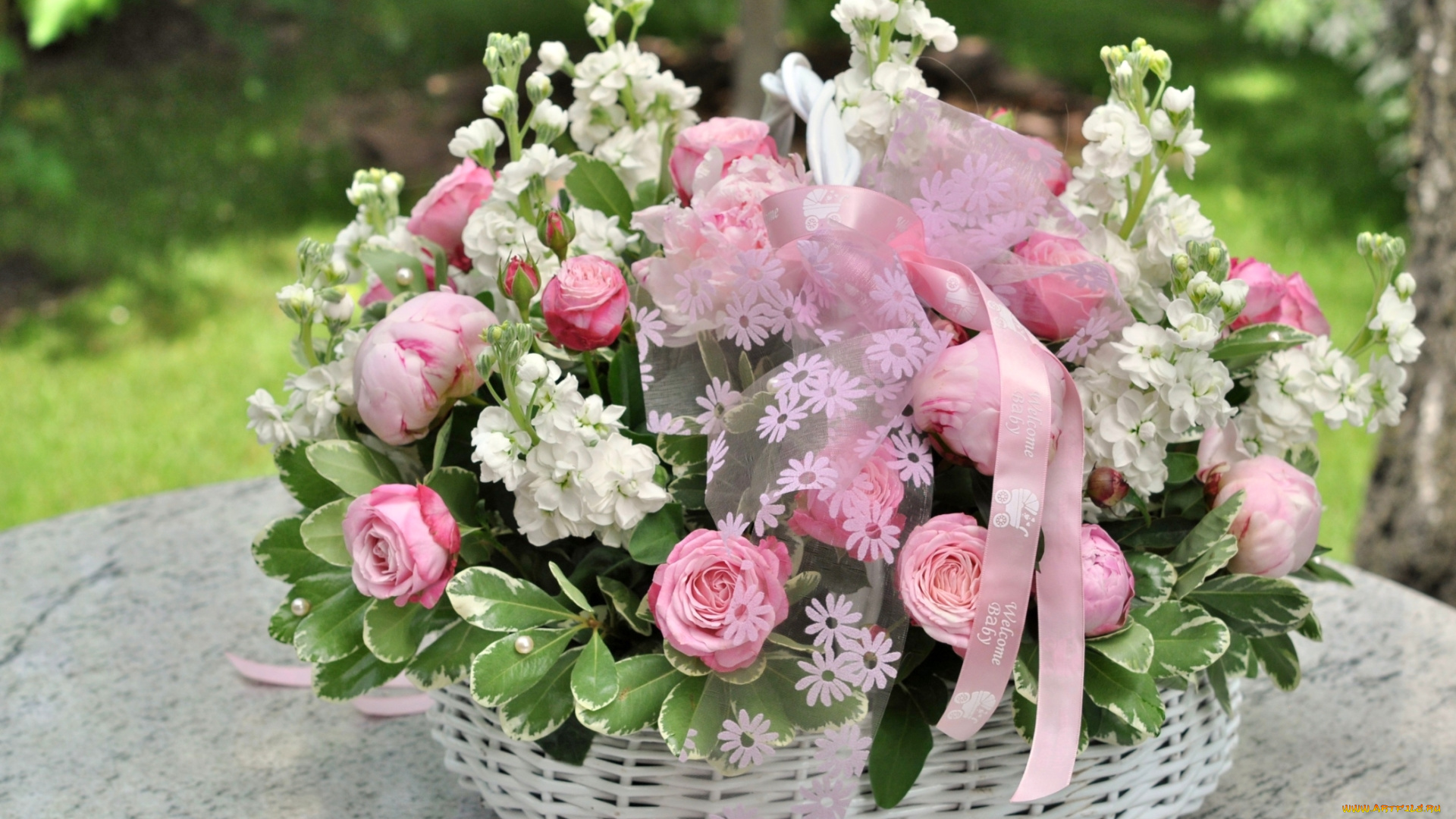 цветы, букеты, , композиции, розы, корзина, пионы