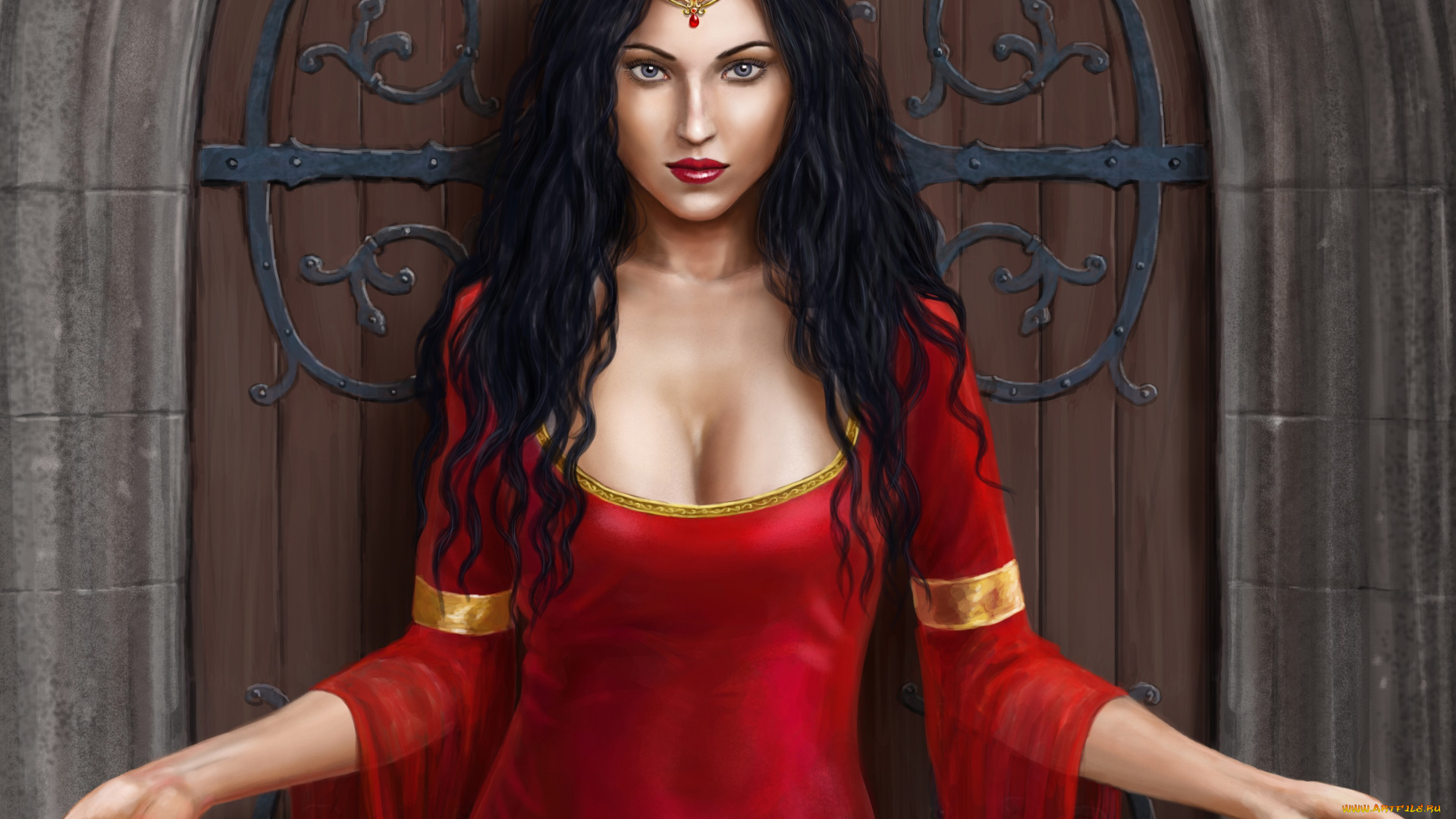 фэнтези, девушки, платье, пояс