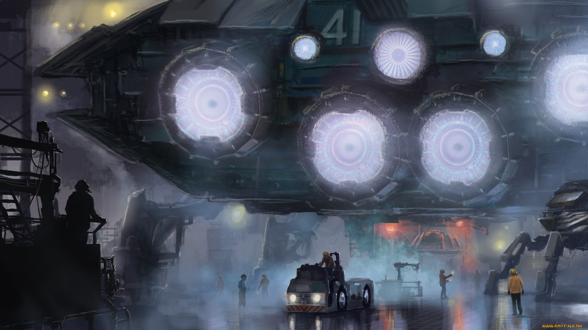 фэнтези, космические, корабли, , звездолеты, , станции, космическая, станция, робот, люди, цех, звездолёт