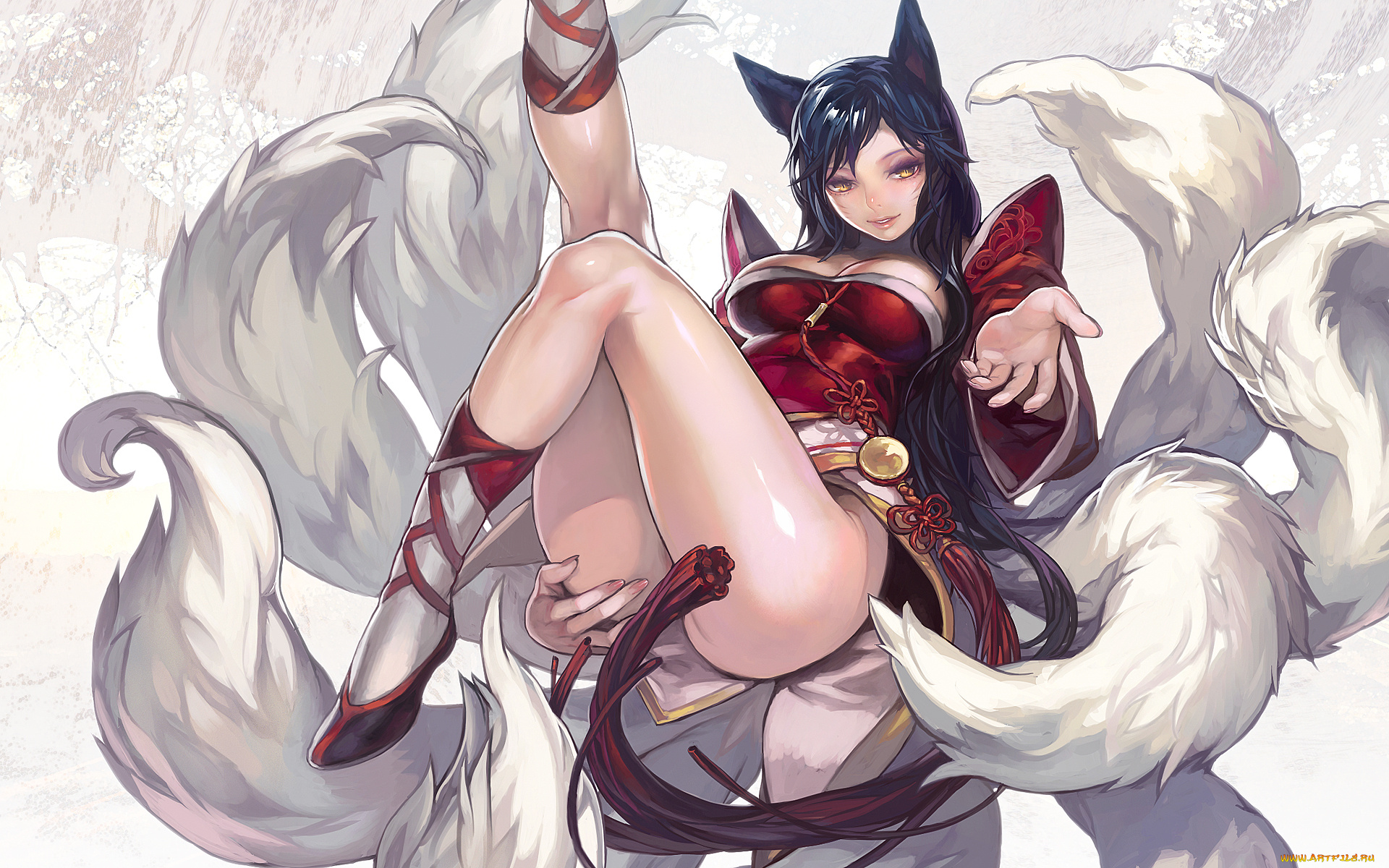 league, of, legends, фэнтези, существа, девушка, уши, хвосты, ahri, league, of, legends