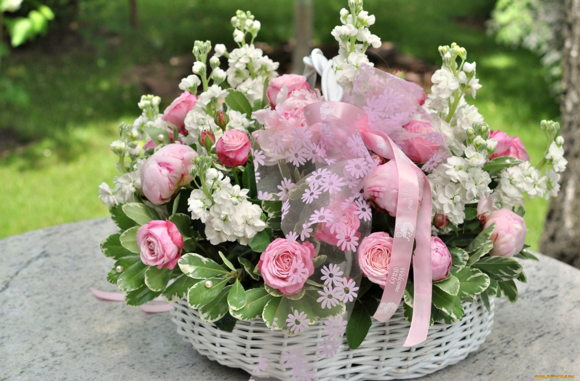 цветы, букеты, , композиции, розы, корзина, пионы