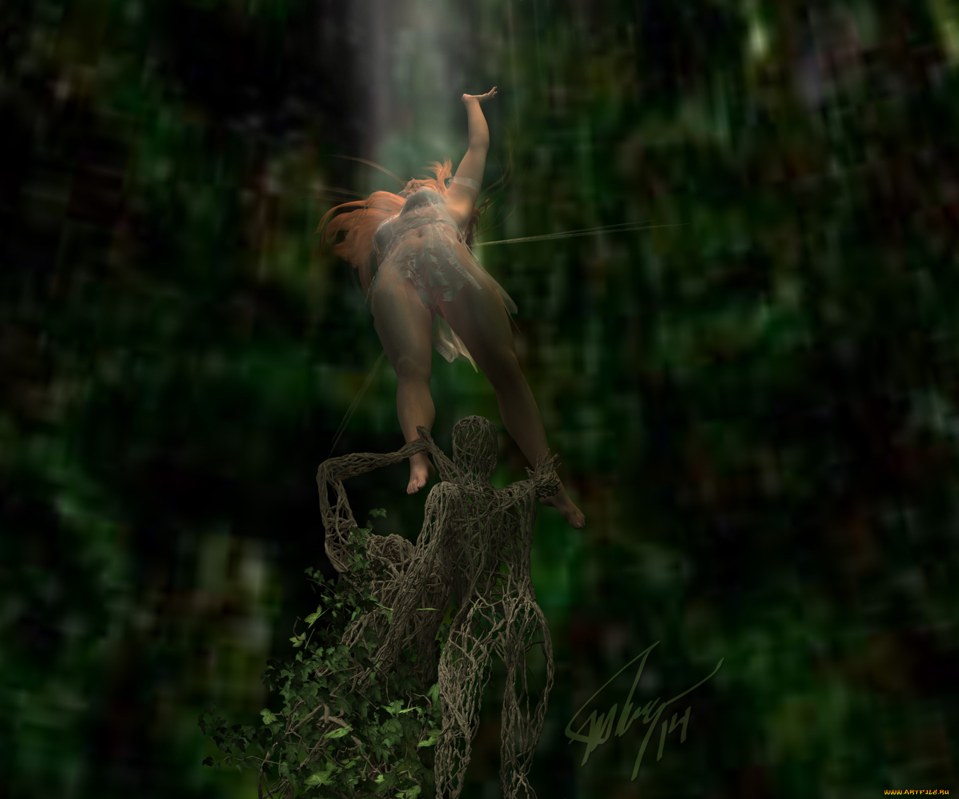 3д, графика, фантазия, , fantasy, луч, существо, эльфийка