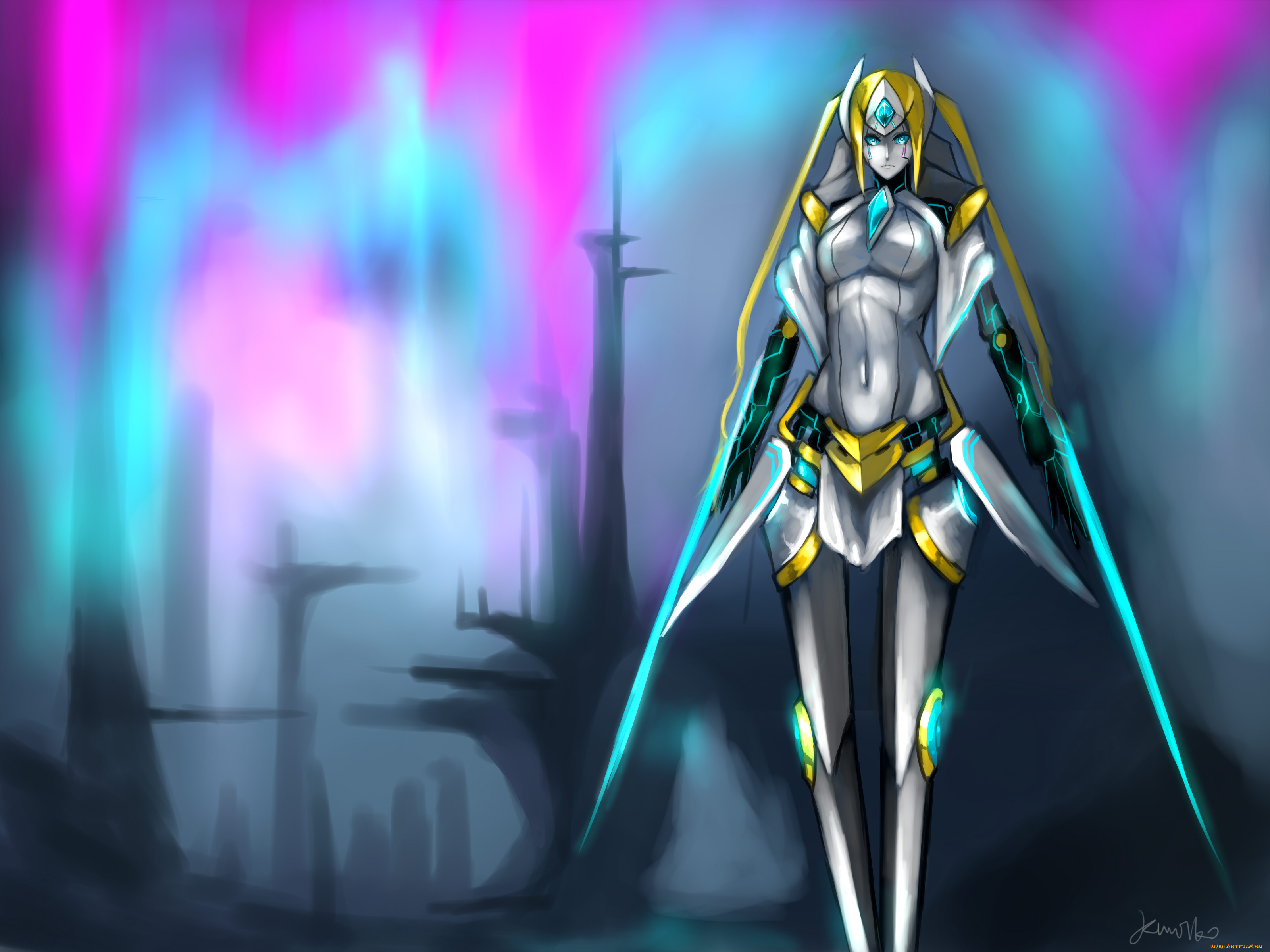 league, of, legends, фэнтези, роботы, , киборги, , механизмы, league, of, legends, краски, город, оружие, девушка