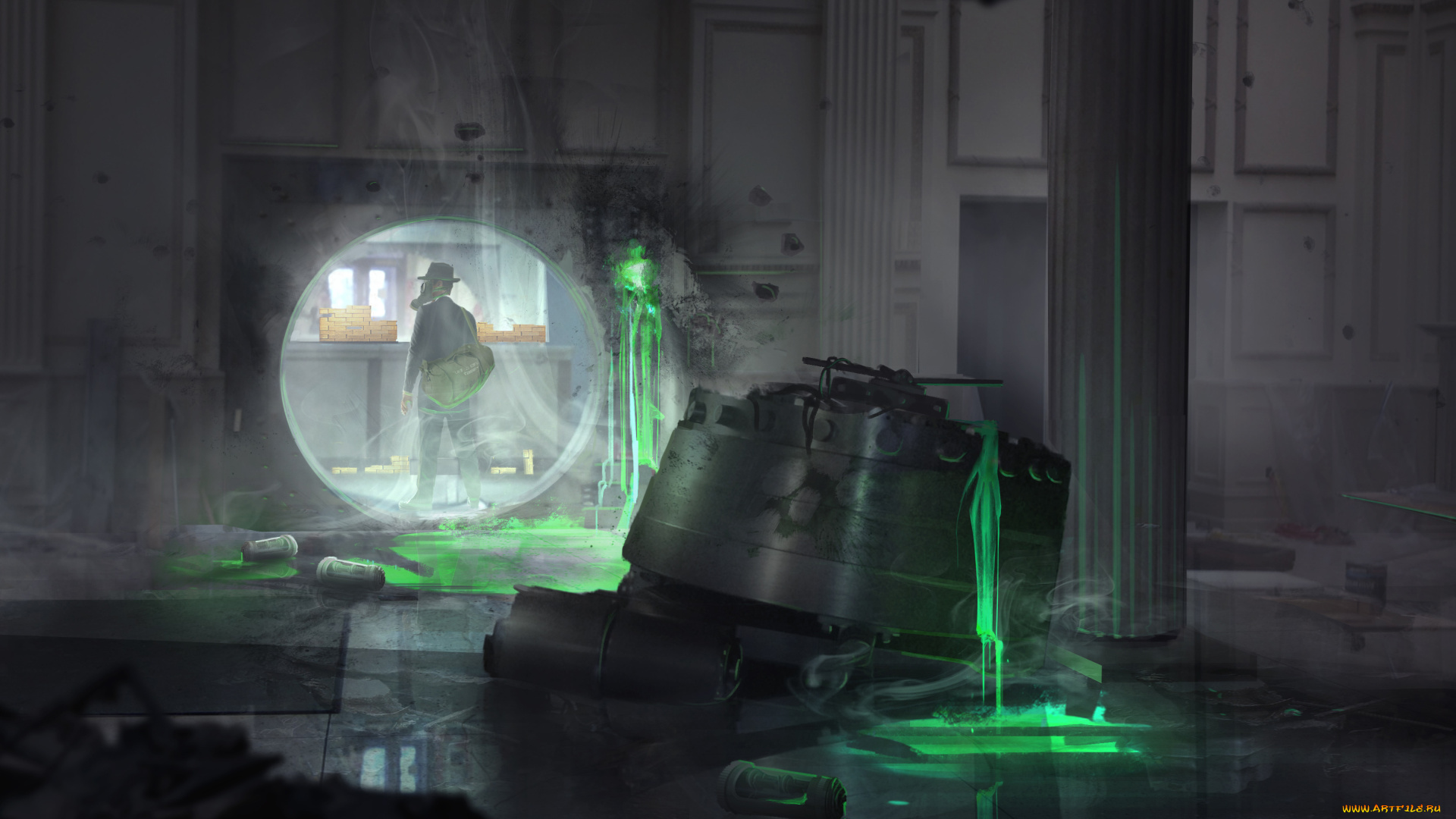 фэнтези, люди, грабитель, ограбление, храницище, банк