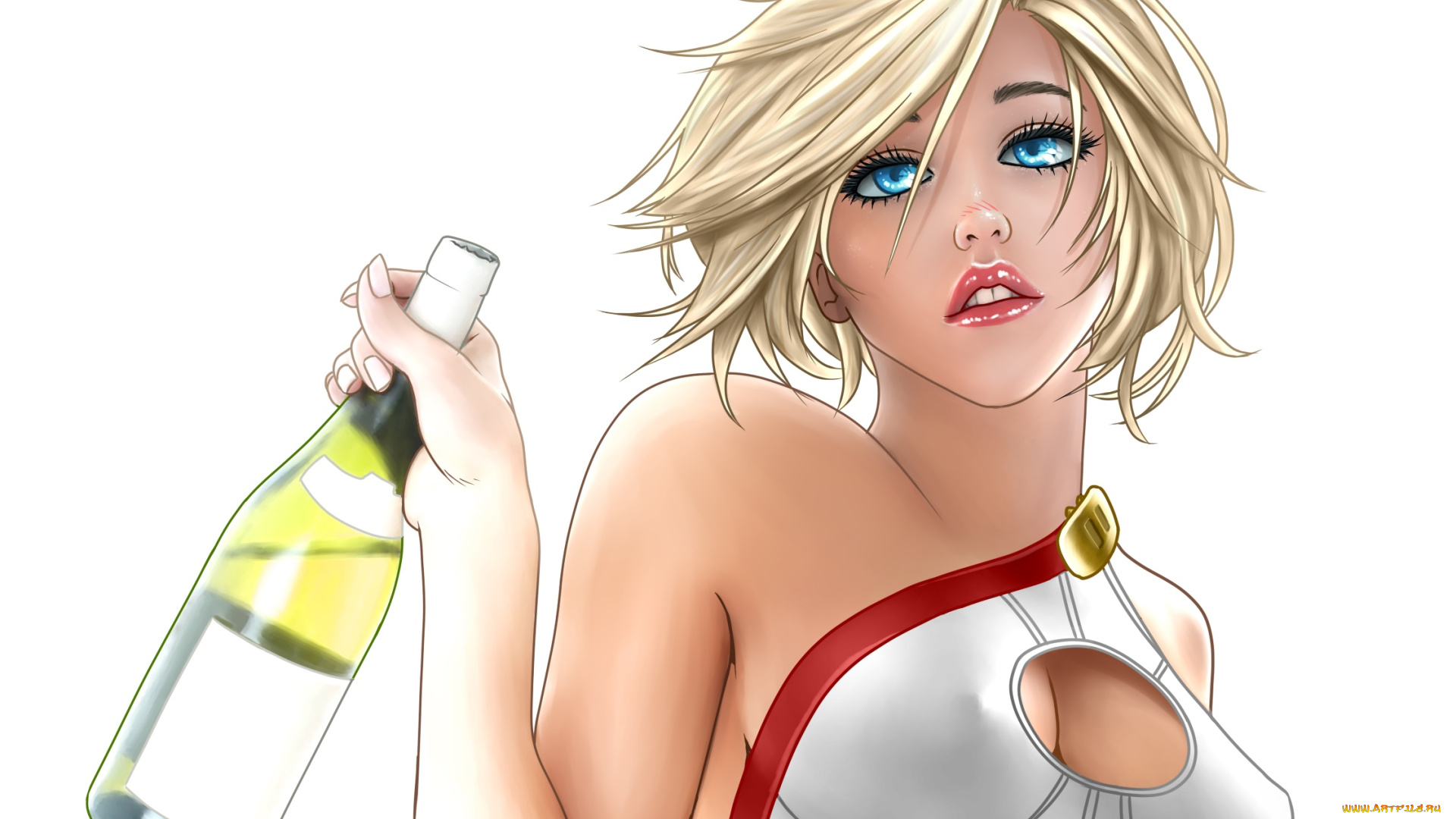 рисованное, люди, взгляд, девушка, вино, фон