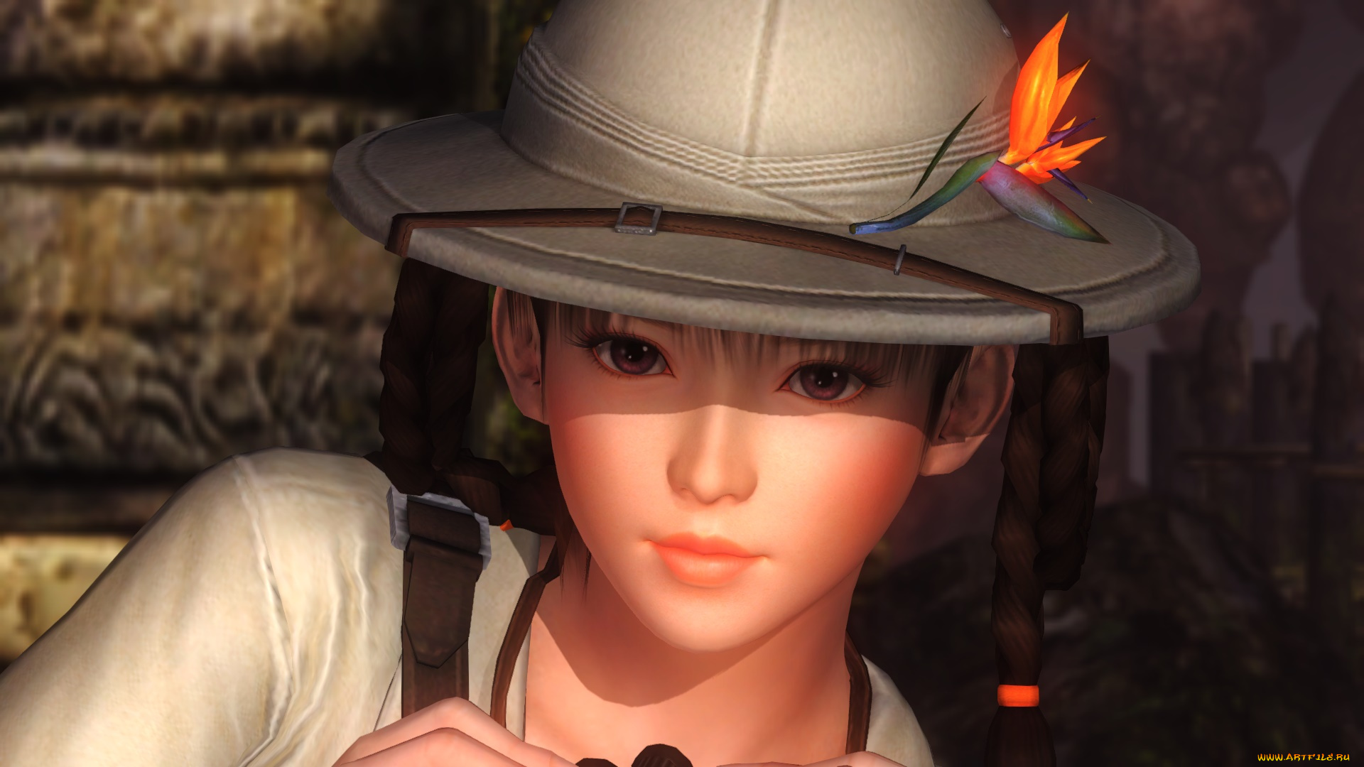 видео, игры, dead, or, alive, 5, девушка, взгляд, фон, шляпа