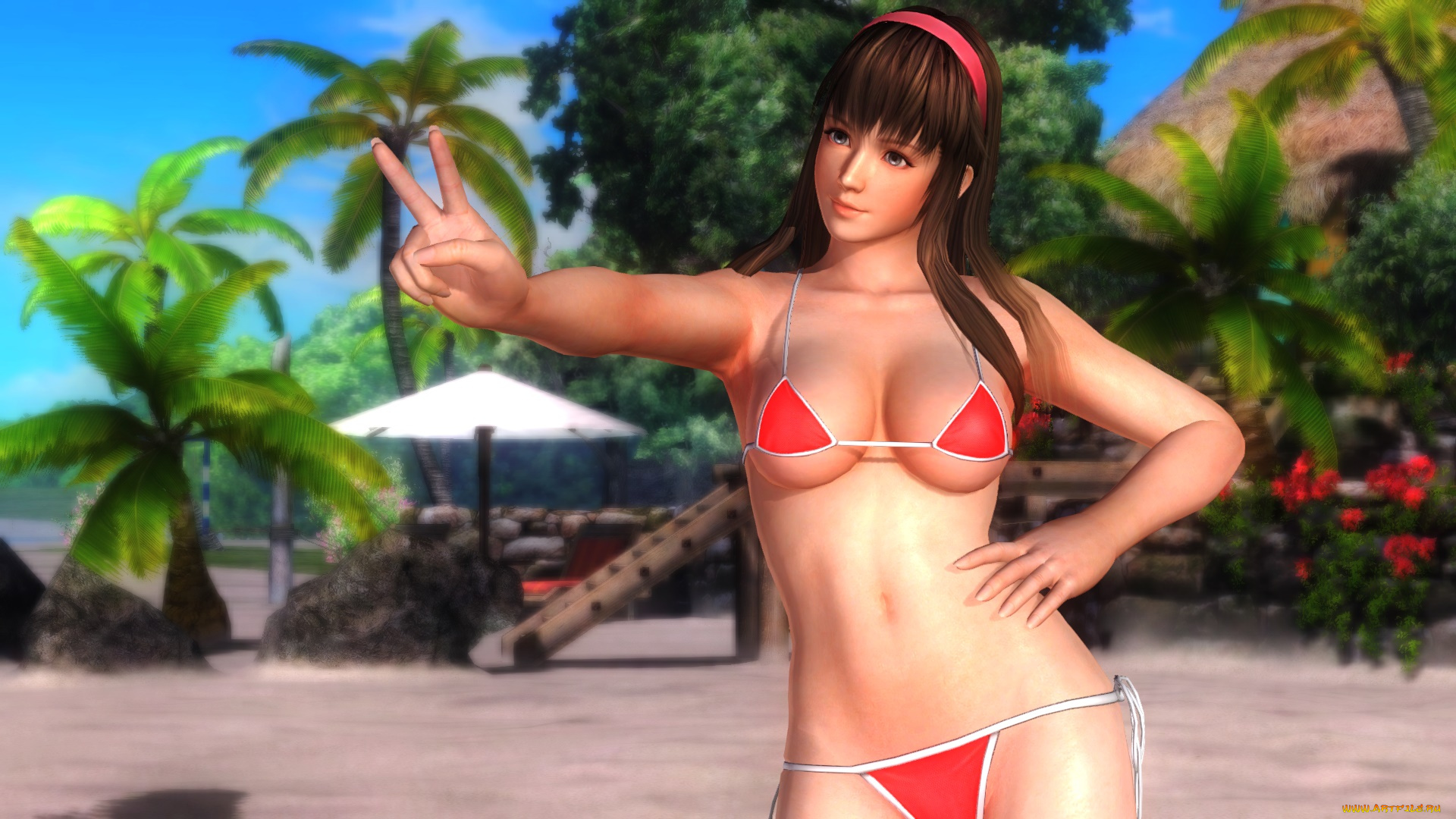 видео, игры, dead, or, alive, 5, девушка, взгляд, фон, жест