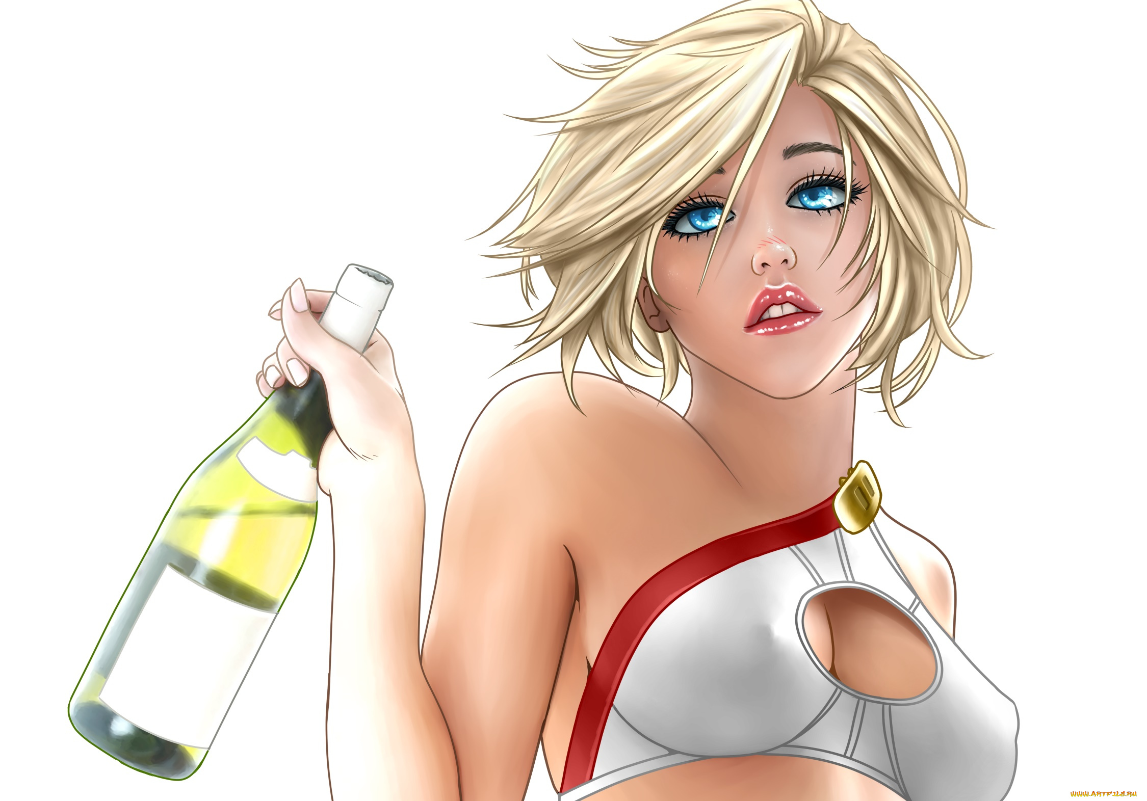 рисованное, люди, взгляд, девушка, вино, фон