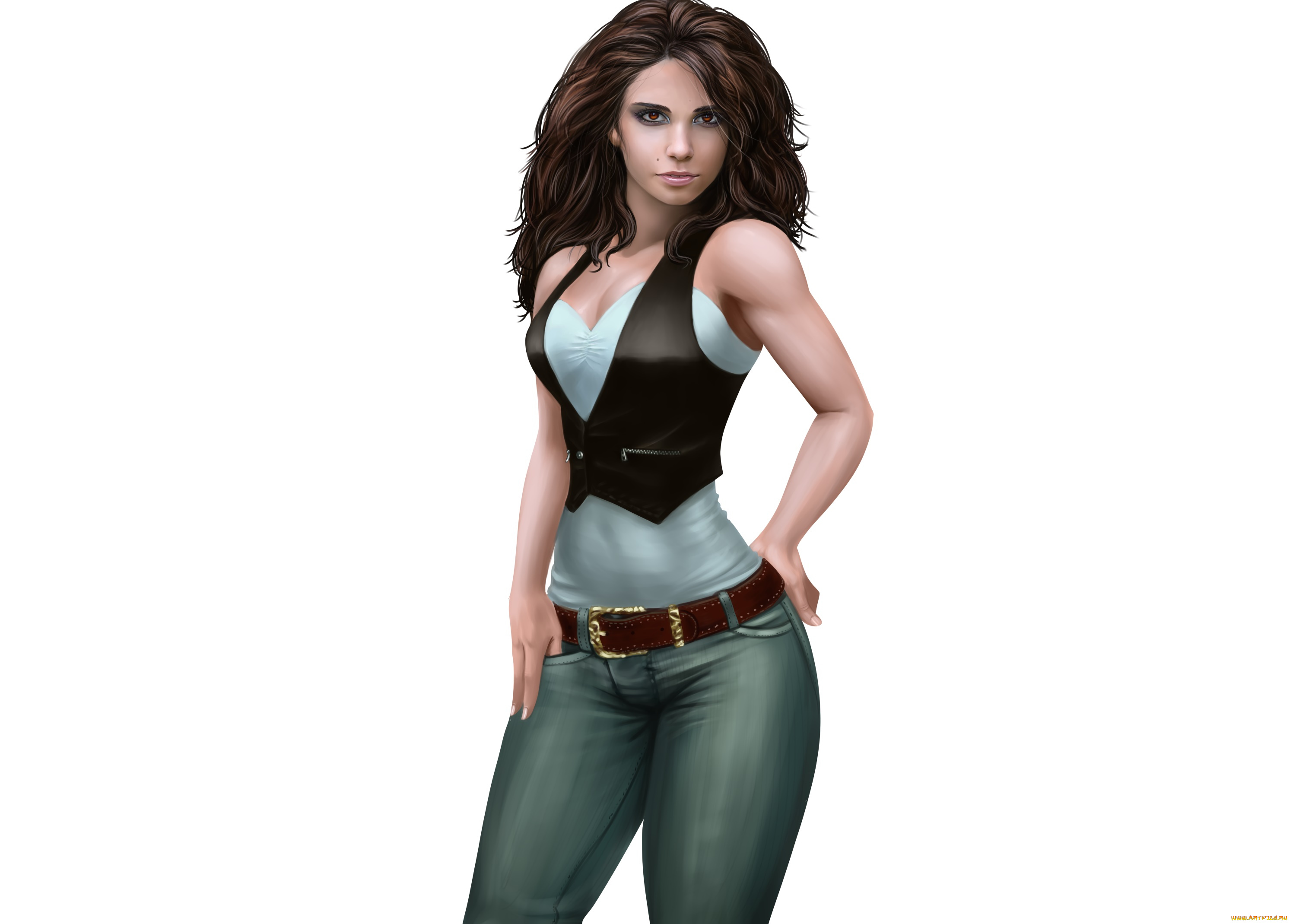 рисованное, люди, фон, девушка, взгляд