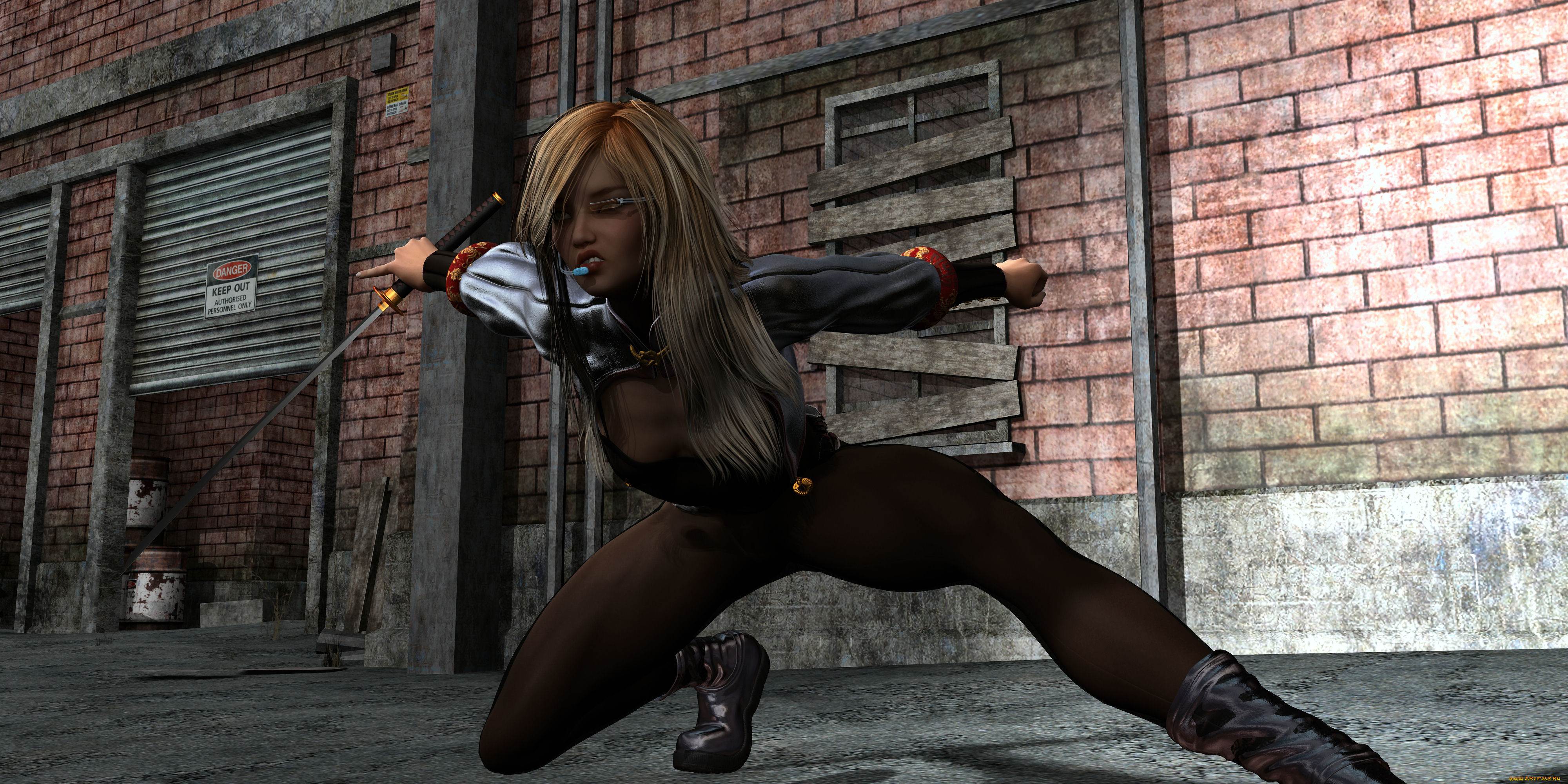 3д, графика, фантазия, , fantasy, взгляд, девушка, оружие, фон