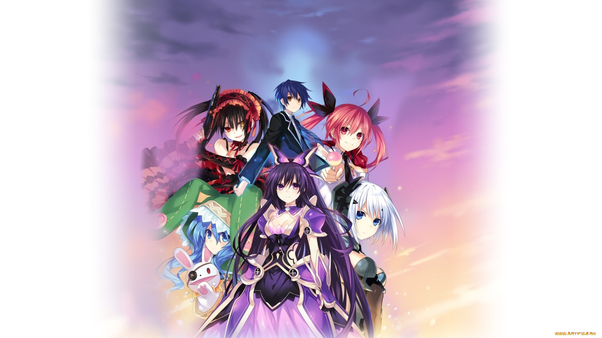 аниме, date, a, live, взгляд, фон, девушки