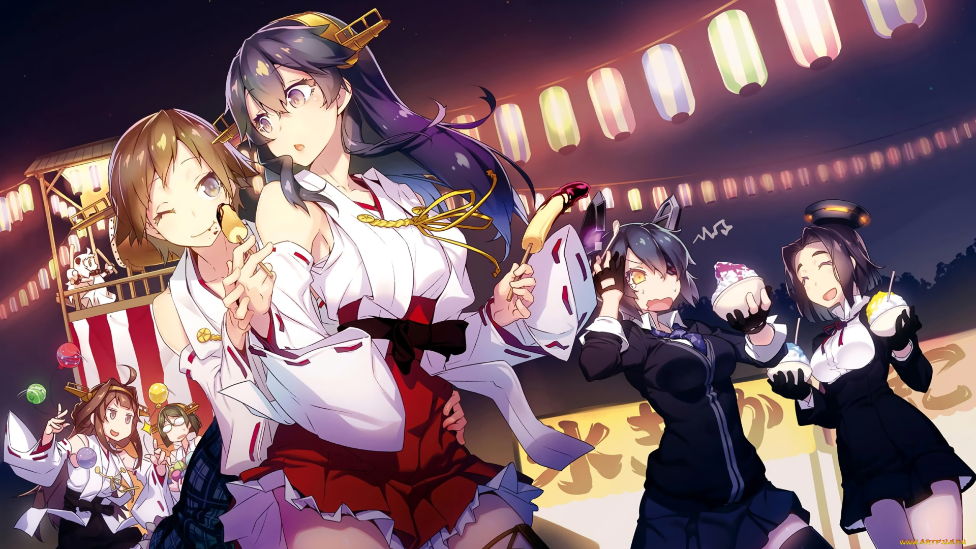 аниме, kantai, collection, фон, взгляд, девушки