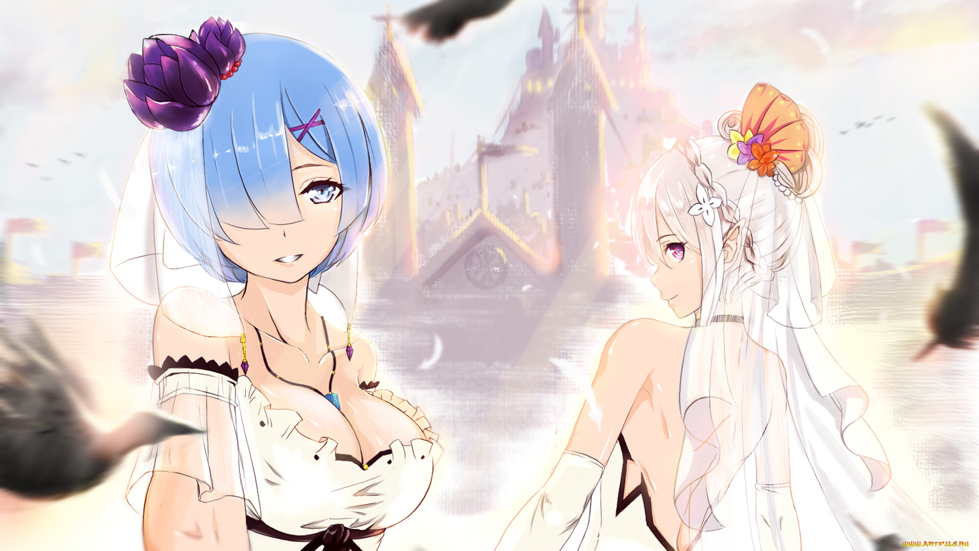 аниме, re, , zero, kara, hajimeru, isekai, seikatsu, девушки