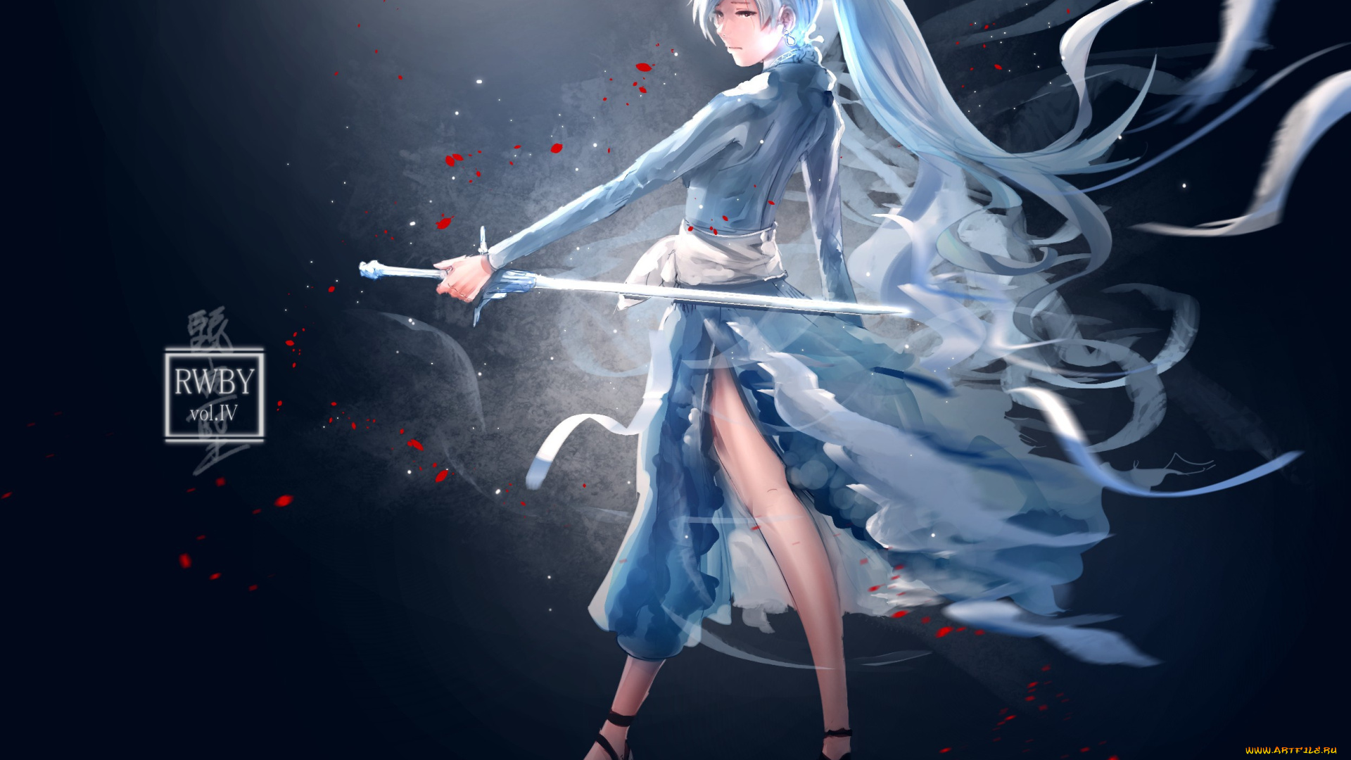 аниме, rwby, remnant, ice, webserie, anime, blade, sword, ken, weapon, girl