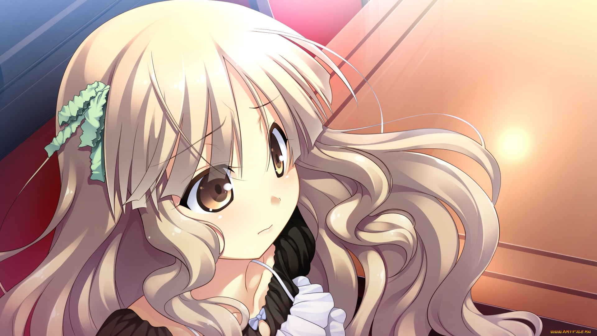 аниме, ryuusei, kiseki, -shooting, probe, фон, девушка, взгляд