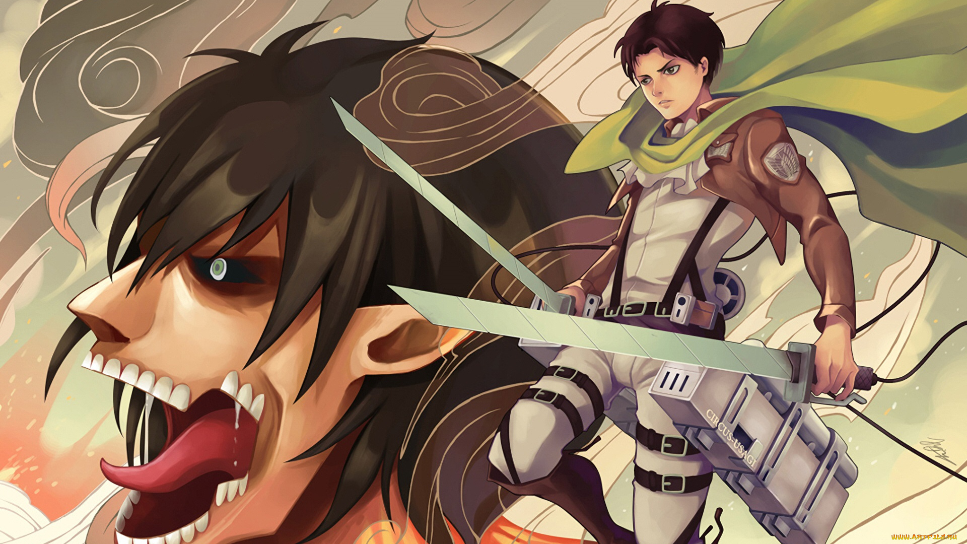 аниме, shingeki, no, kyojin, атака, титанов