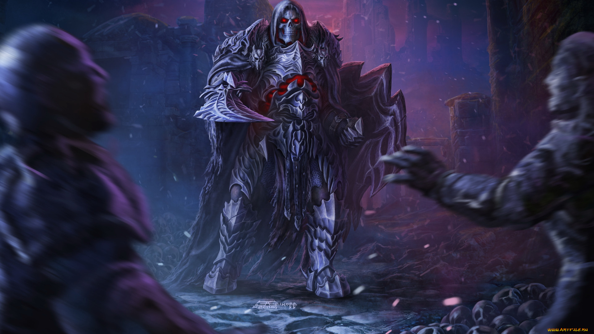 фэнтези, нежить, черепа, доспехи, демон