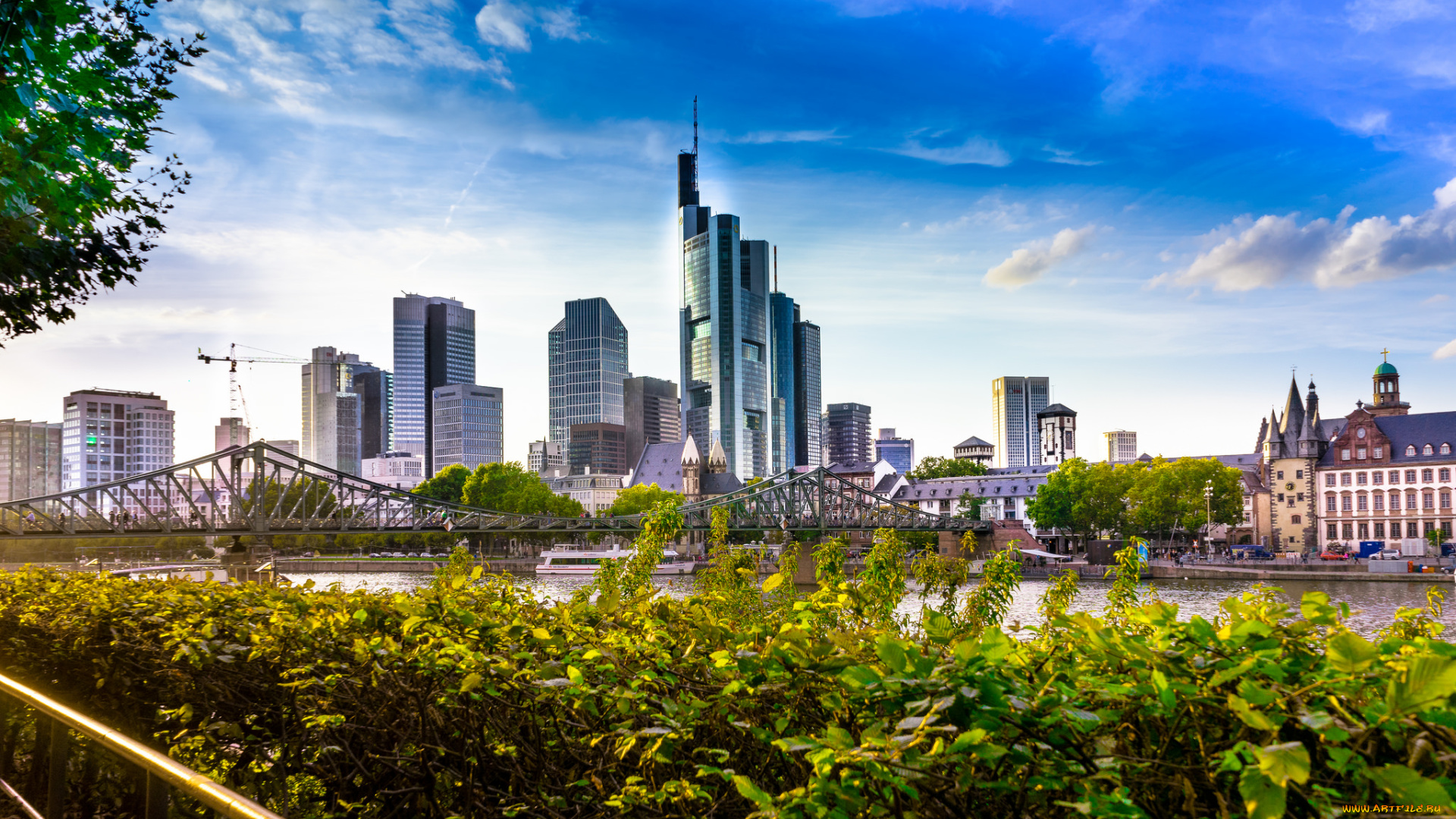 frankfurt, am, main, города, франкфурт-на-майне, , германия, небоскребы, панорама