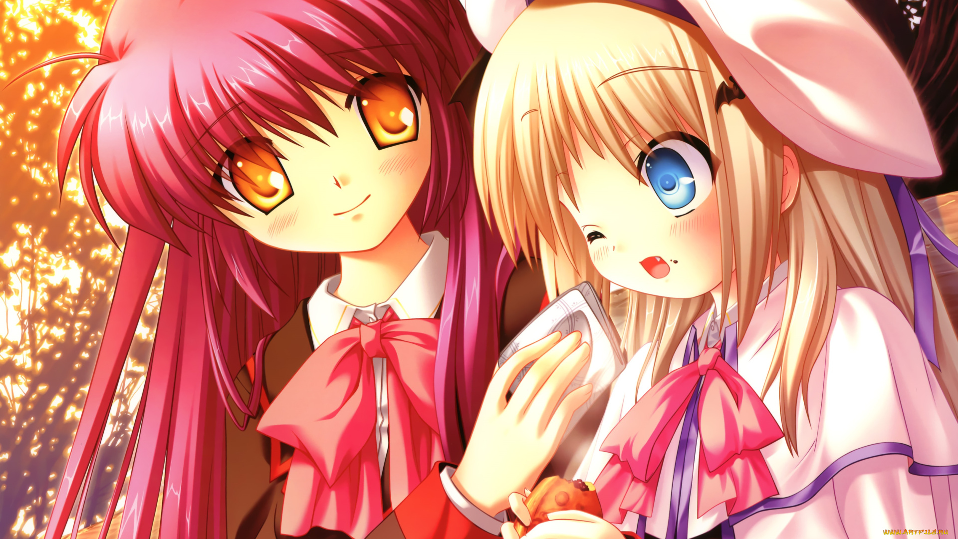 little, busters, аниме, фон, взгляд, девушки