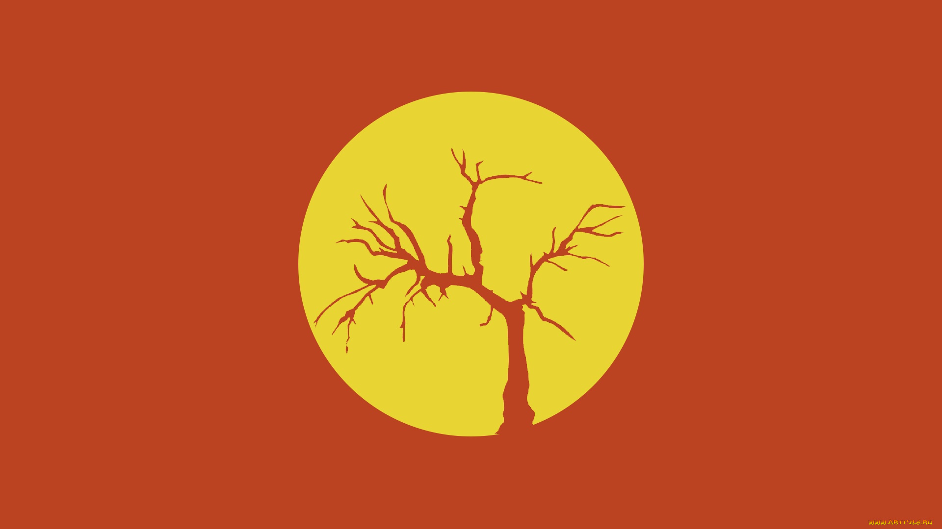 рисованное, минимализм, фон, дерево