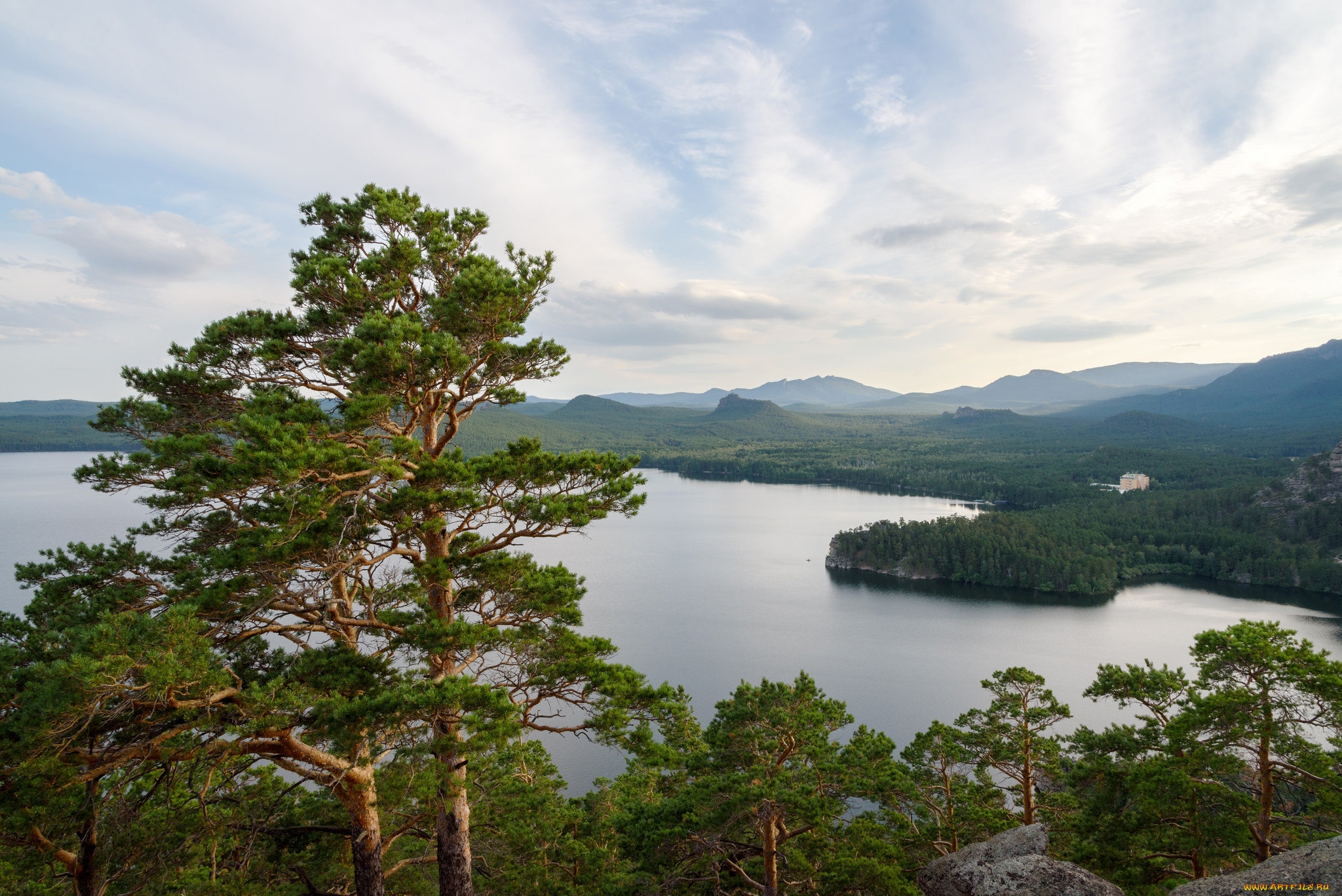 природа, реки, озера, деревья, боровое, озеро, сосны, казахстан