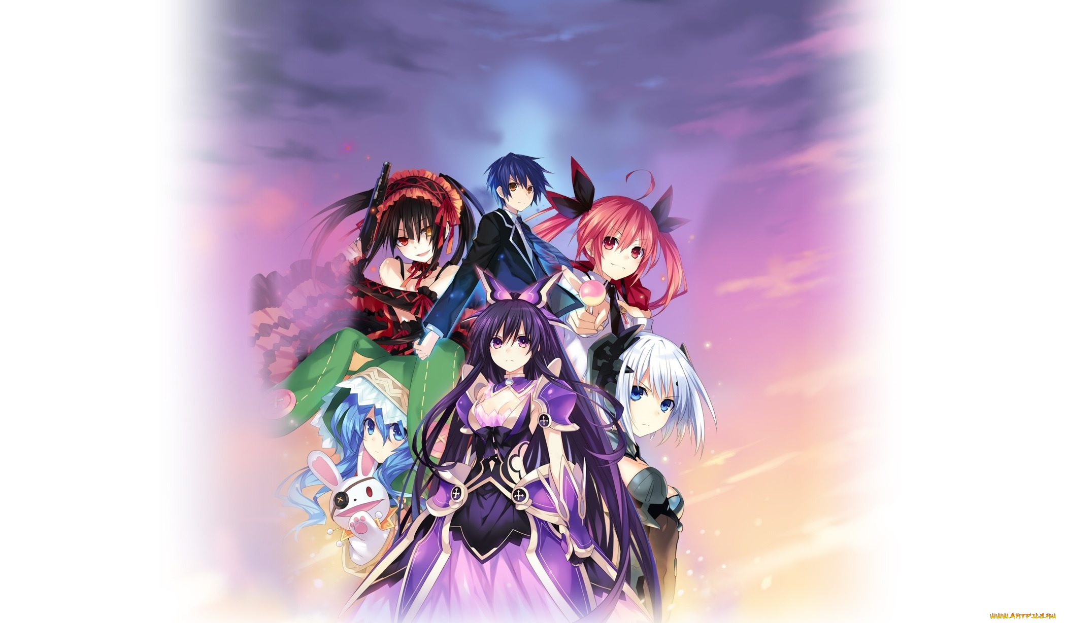 аниме, date, a, live, взгляд, фон, девушки