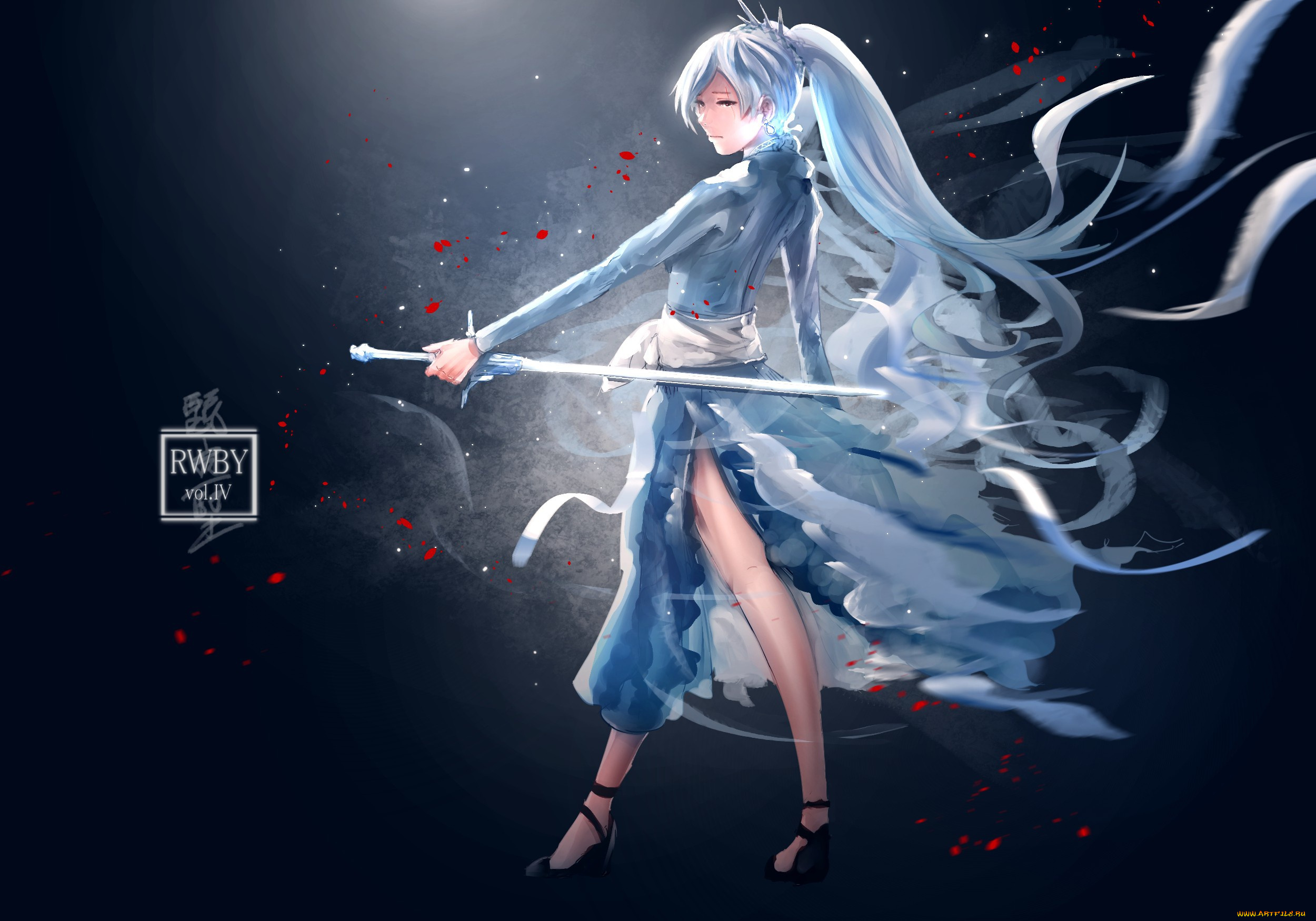 аниме, rwby, remnant, ice, webserie, anime, blade, sword, ken, weapon, girl