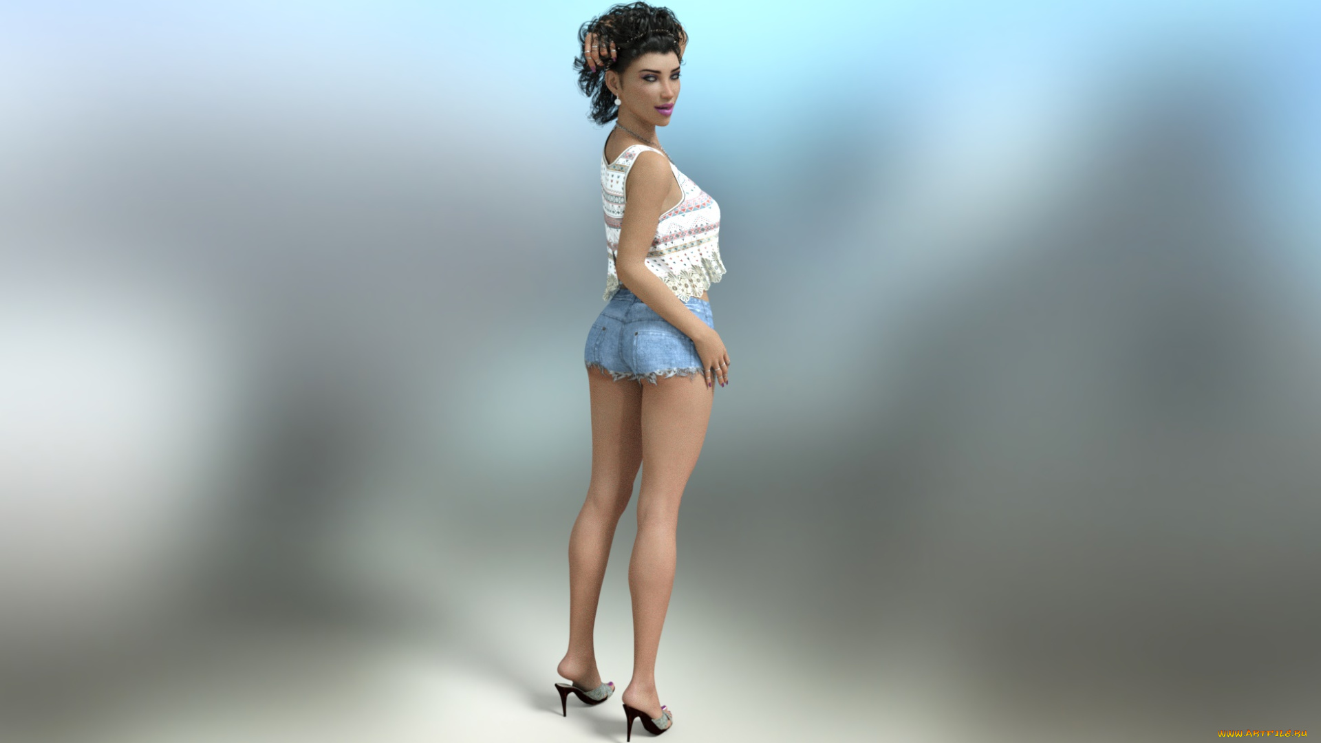 3д, графика, люди, , people, взгляд, фон, девушка