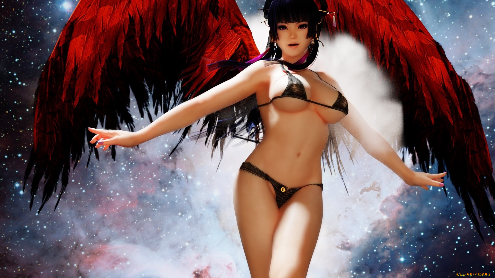 3д, графика, существа, , creatures, девушка, взгляд, фон