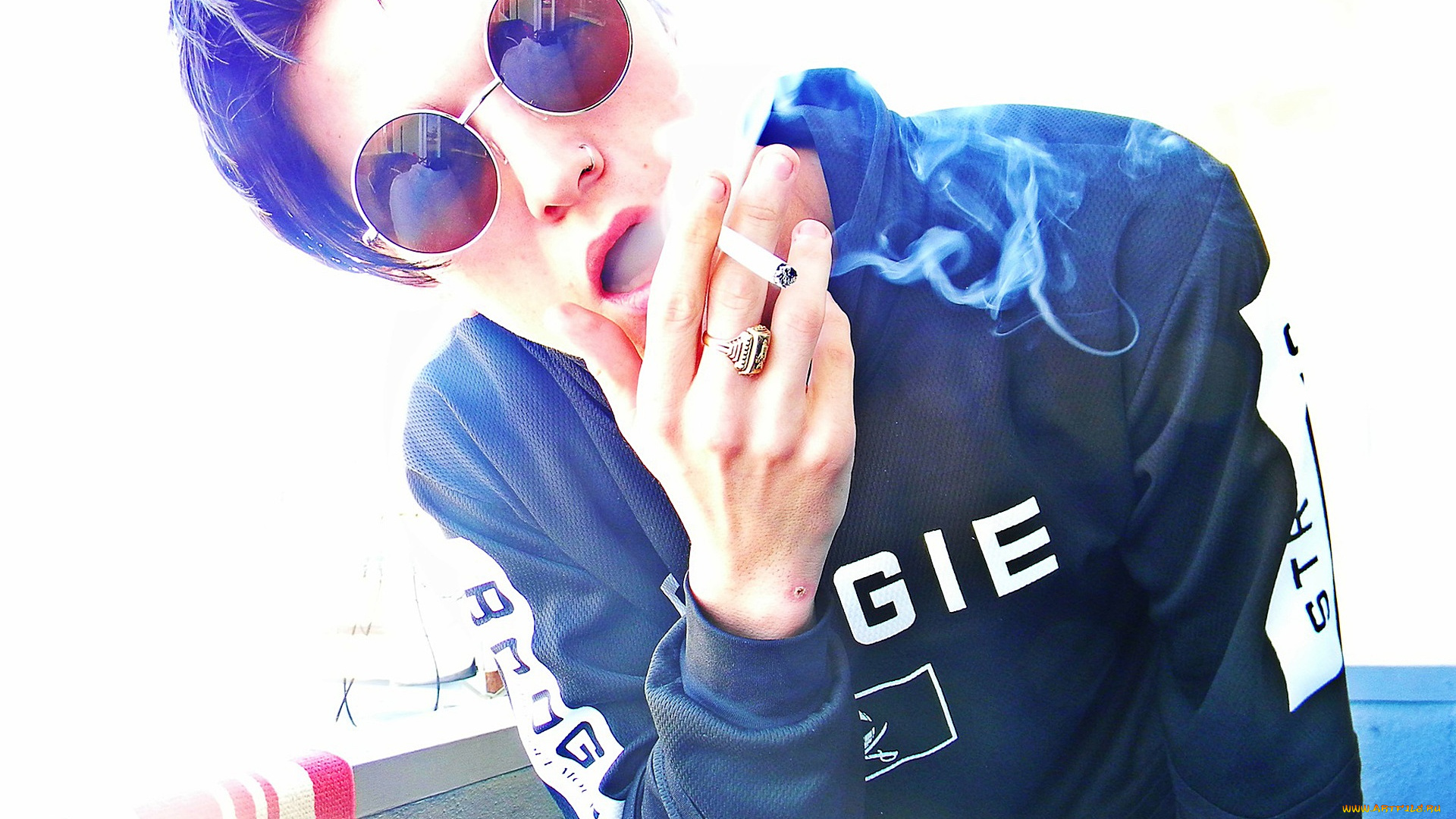 dj, ghastly, музыка, -временный, человек, очки, лицо, дым, сигарета