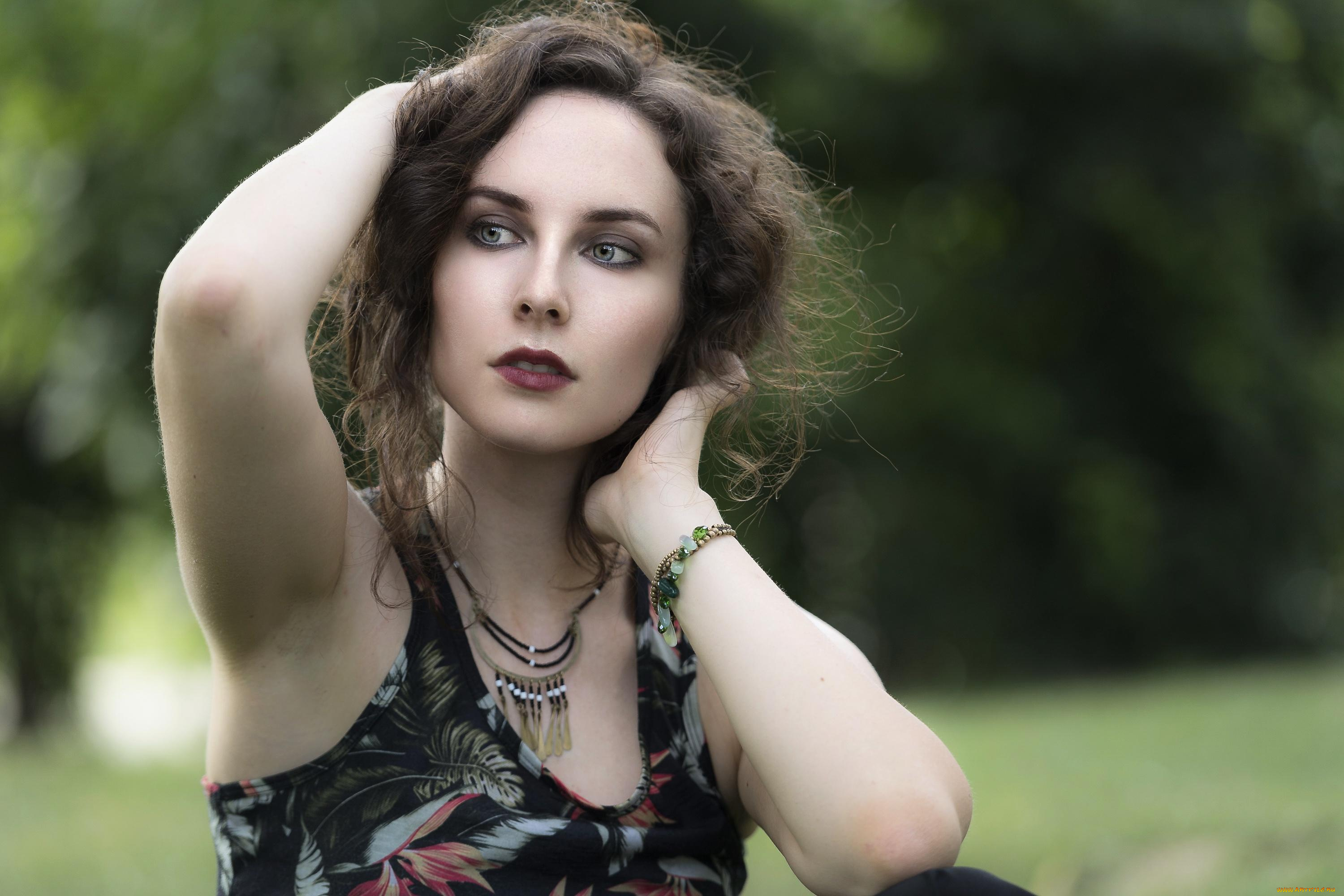 девушки, -unsort, , брюнетки, темноволосые, лицо, ожерелье, шатенка, браслет, linda