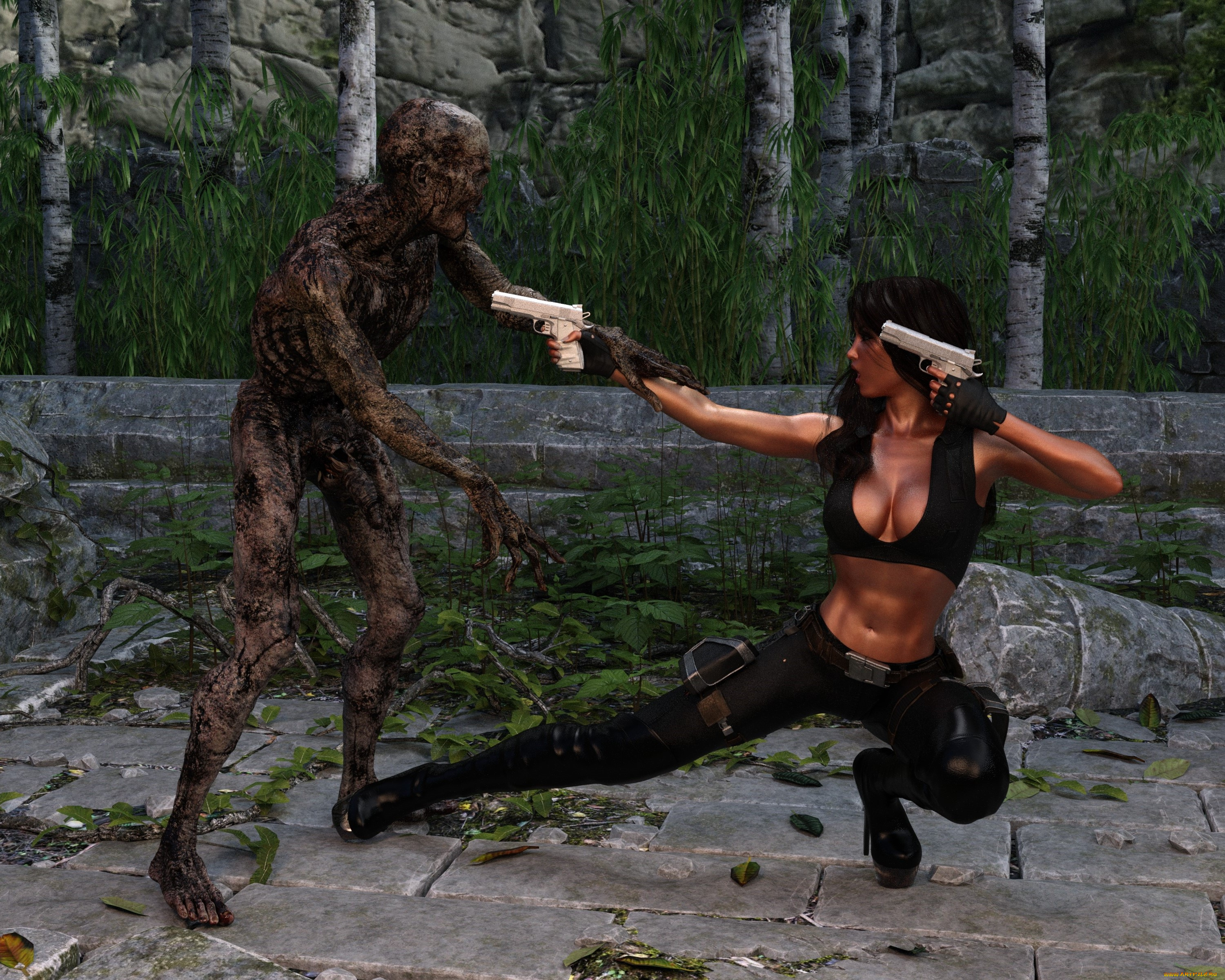 3д, графика, фантазия, , fantasy, оружие, фон, девушка, взгляд