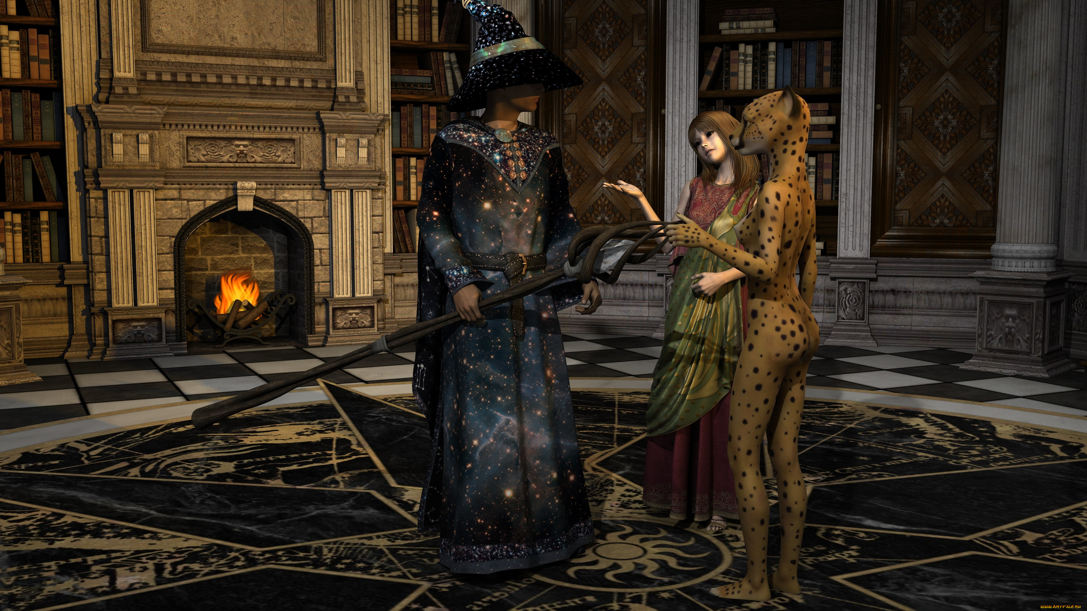 3д, графика, существа, , creatures, девушка, взгляд, фон